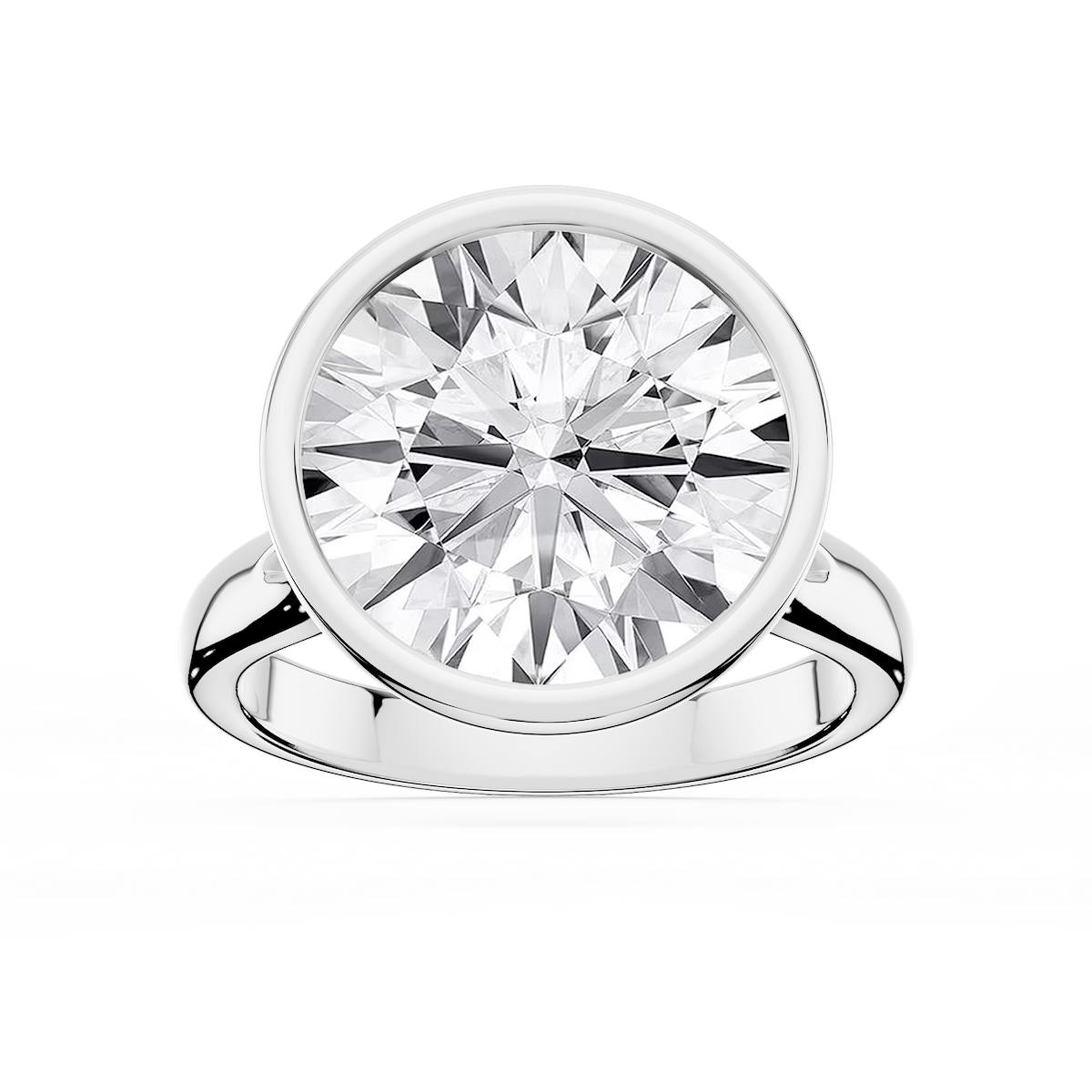 Linda Round Lab Grown Diamond Bezel Split Shank Solitaire Engagement Ring