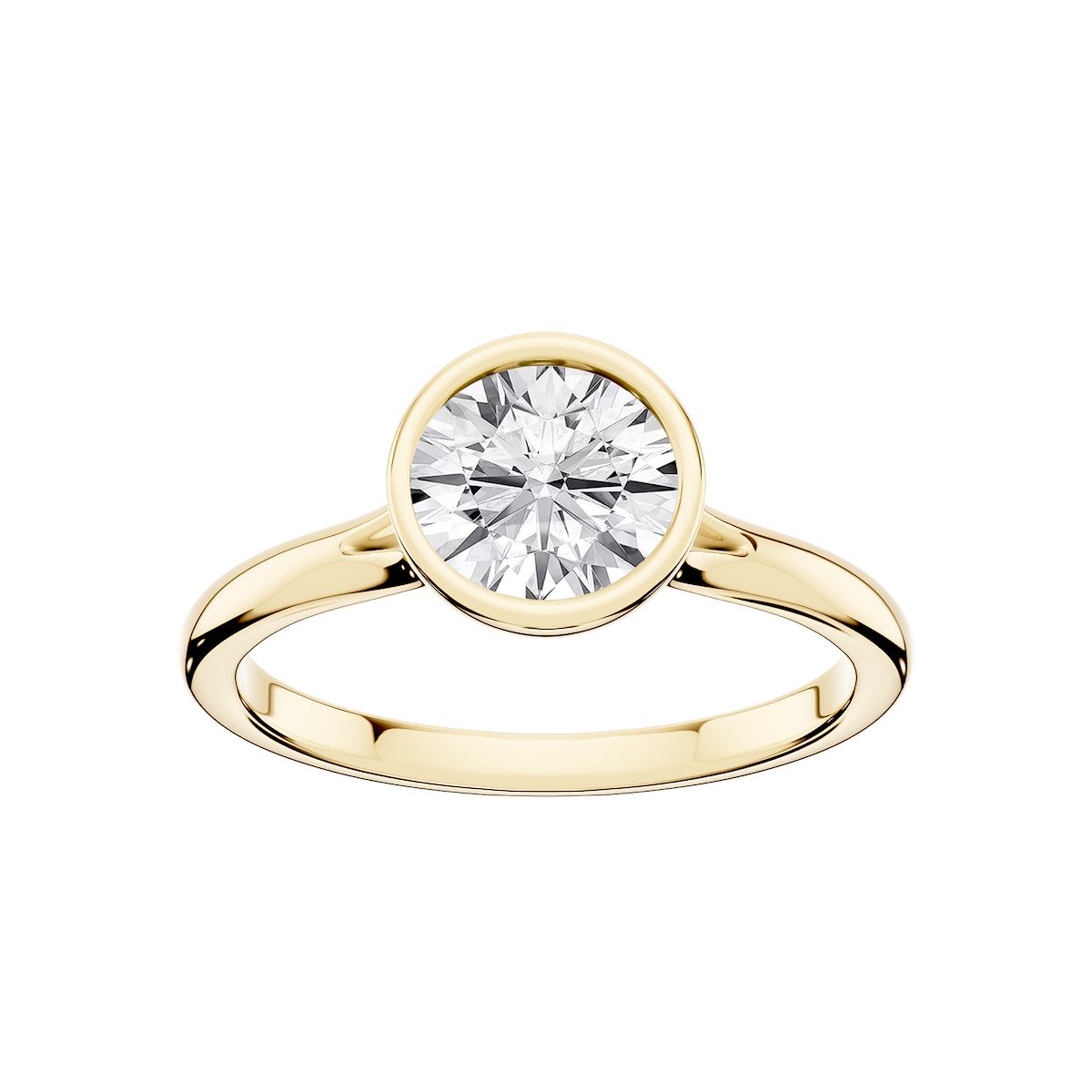 Linda Round Lab Grown Diamond Bezel Split Shank Solitaire Engagement Ring