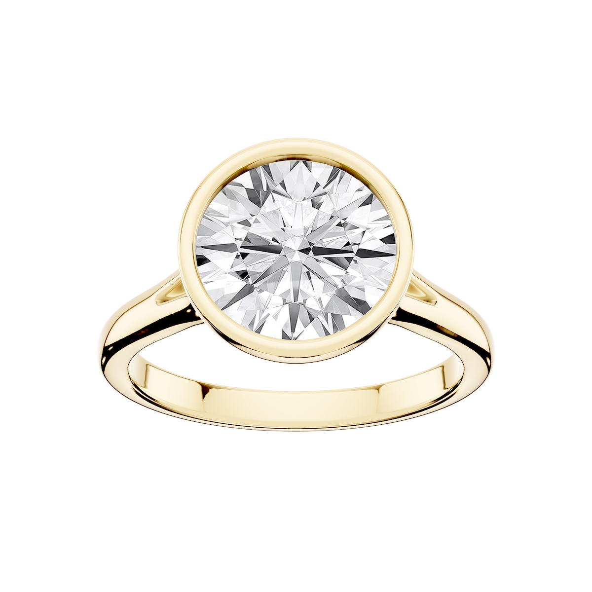 Linda Round Lab Grown Diamond Bezel Split Shank Solitaire Engagement Ring