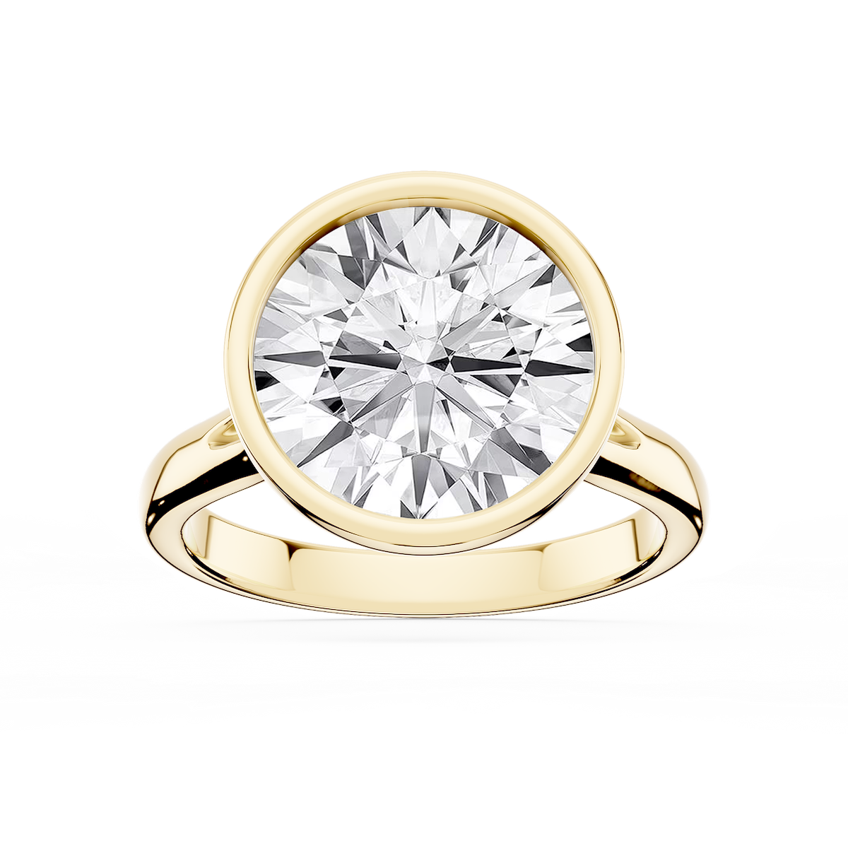 Linda Round Lab Grown Diamond Bezel Split Shank Solitaire Engagement Ring