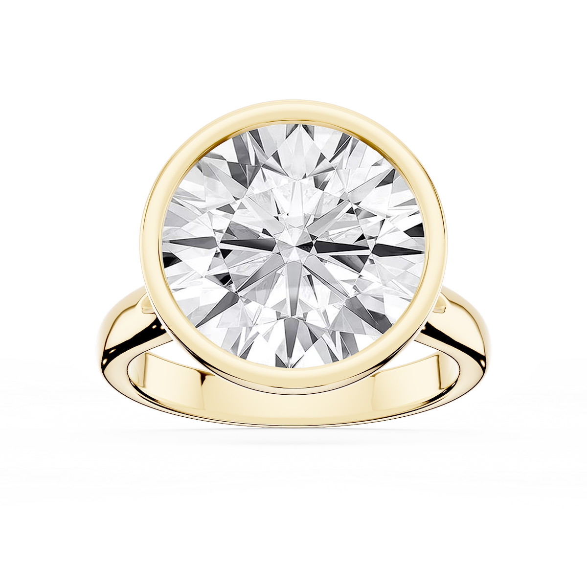 Linda Round Lab Grown Diamond Bezel Split Shank Solitaire Engagement Ring