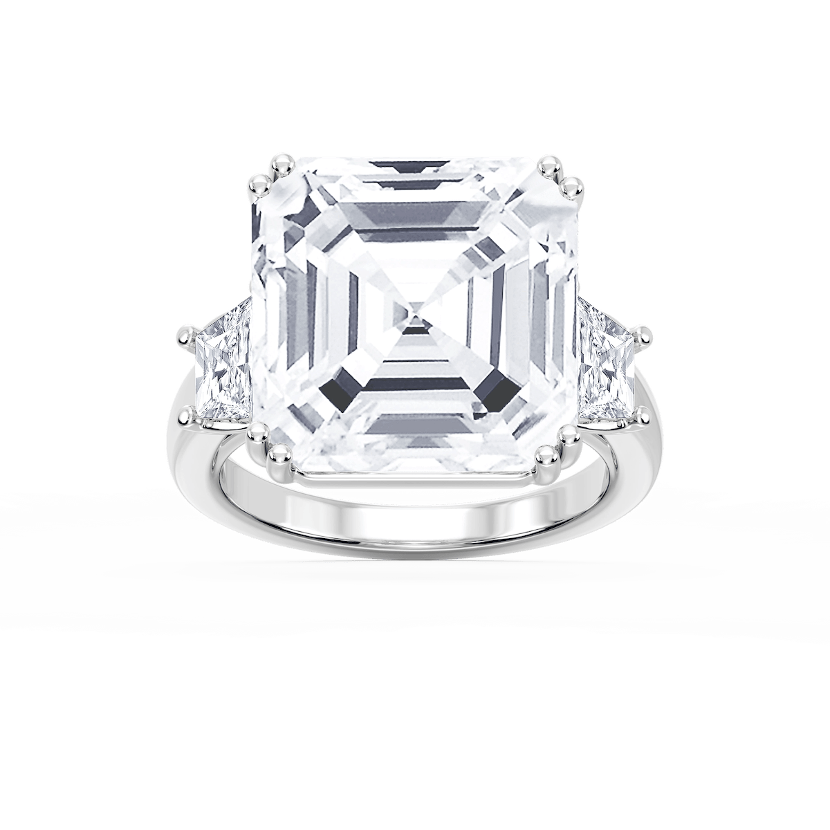Liz 21 ctw Asscher Lab Grown Diamond Double Prong Three Stone Engagement Ring - Signature Collection