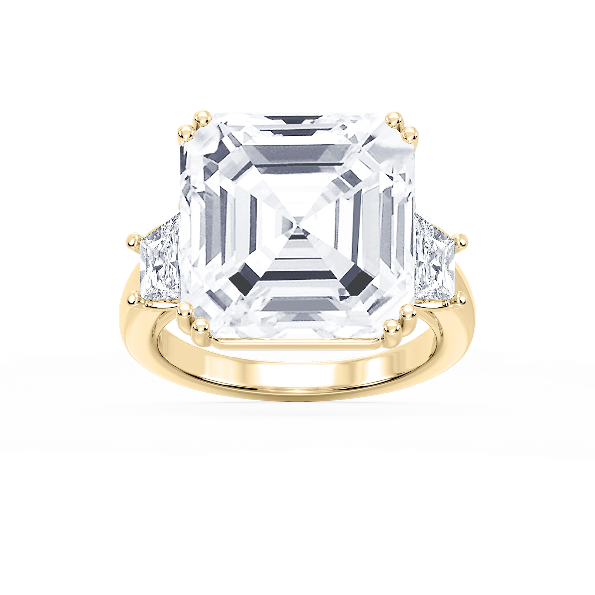 Liz 21 ctw Asscher Lab Grown Diamond Double Prong Three Stone Engagement Ring - Signature Collection