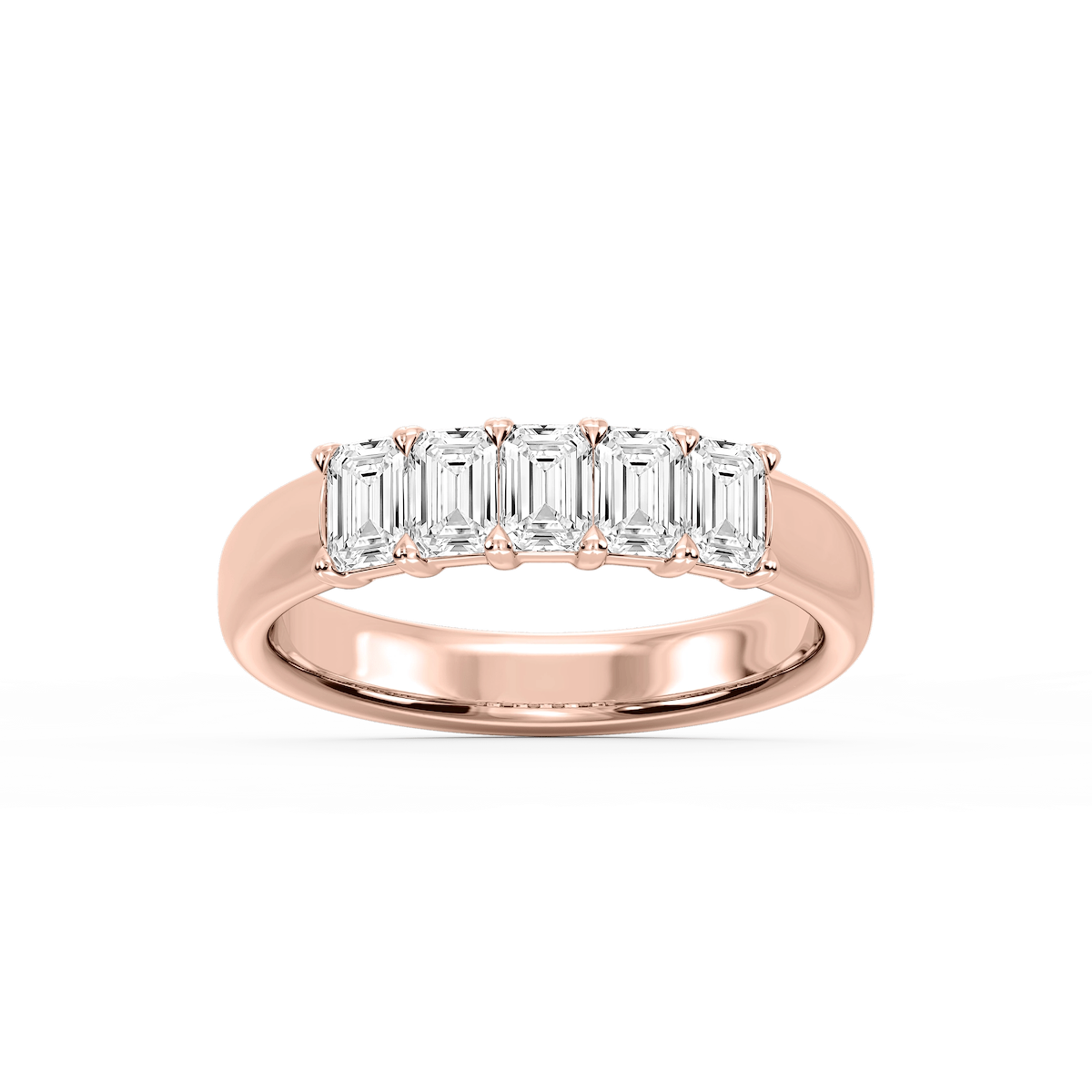 Kate Emerald Lab Grown Diamond 5-Stone V-Prong Anniversary Band