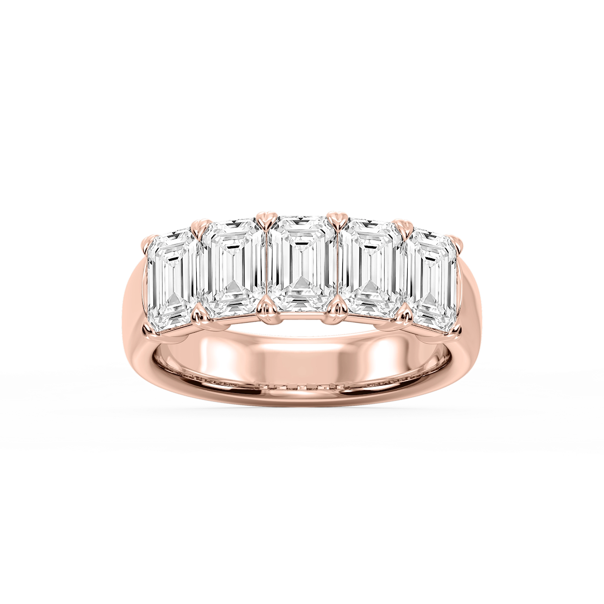 Kate Emerald Lab Grown Diamond 5-Stone V-Prong Anniversary Band