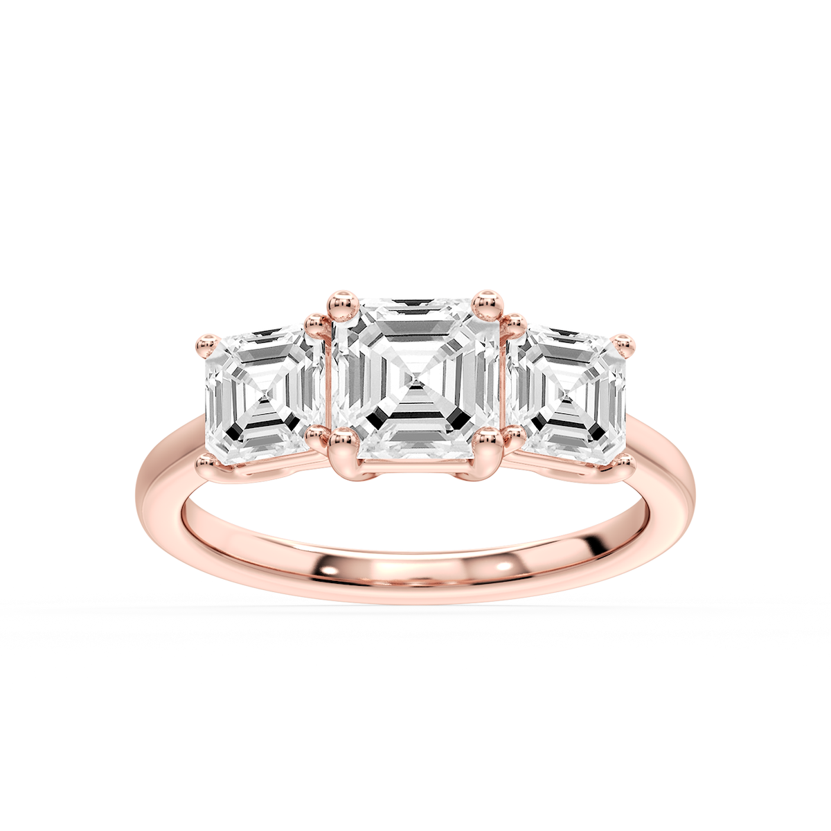 Lola Asscher Lab Grown Diamond Three Stone Engagement Ring