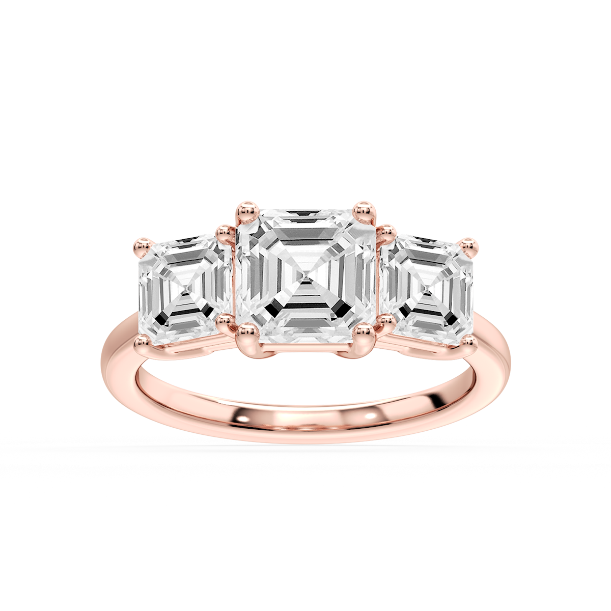 Lola Asscher Lab Grown Diamond Three Stone Engagement Ring
