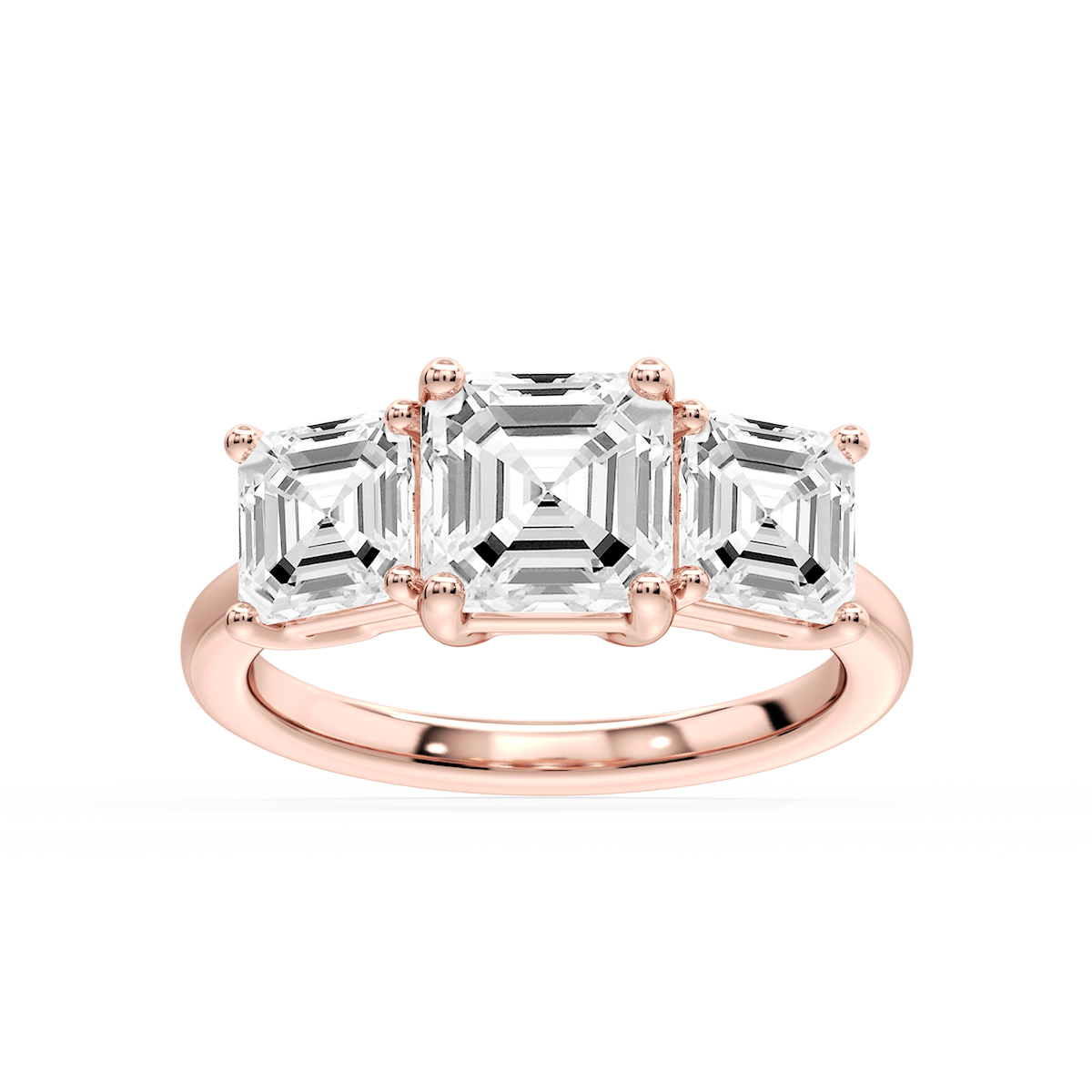 Lola Asscher Lab Grown Diamond Three Stone Engagement Ring