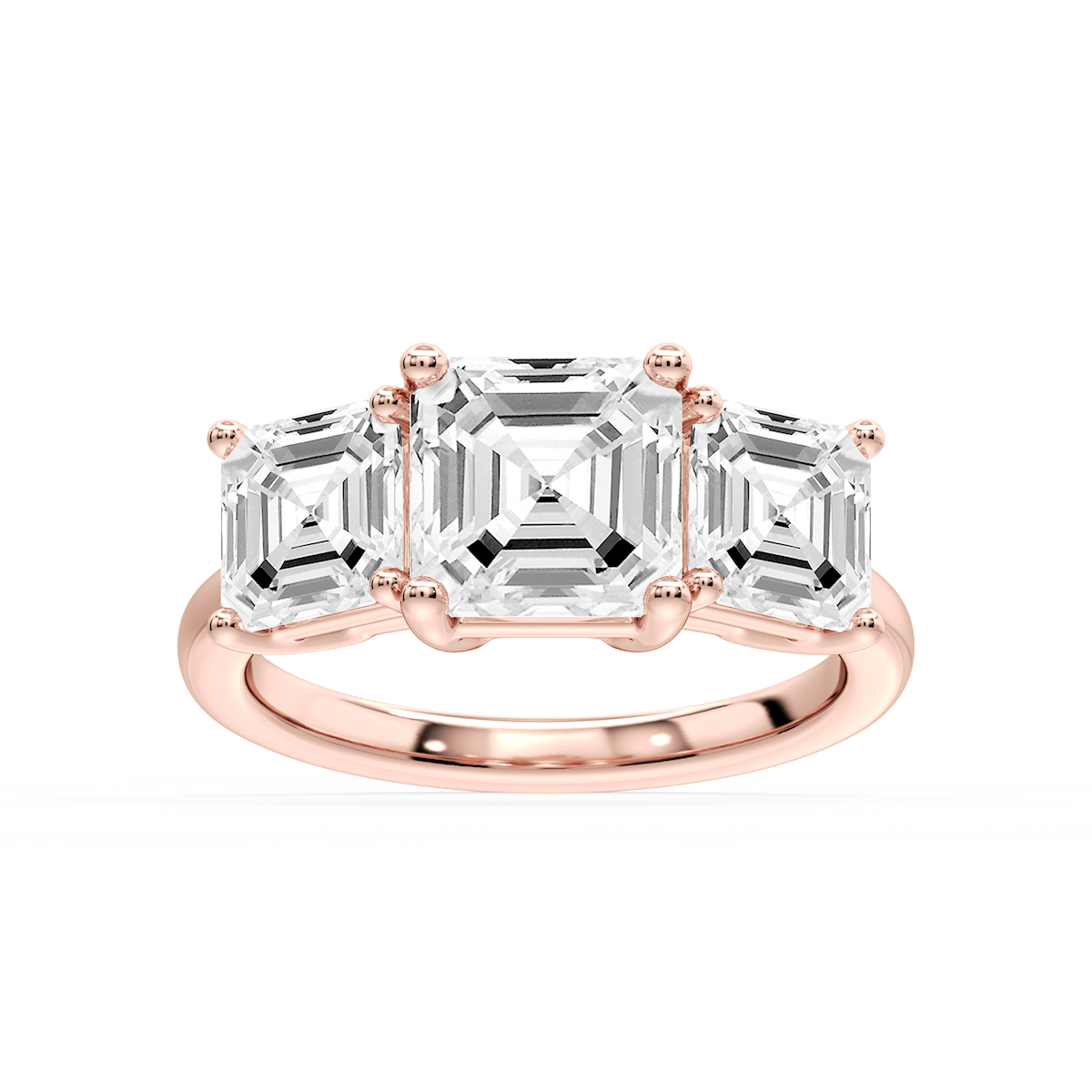 Lola Asscher Lab Grown Diamond Three Stone Engagement Ring
