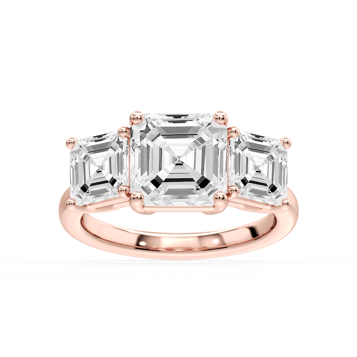 Lola Asscher Lab Grown Diamond Three Stone Engagement Ring