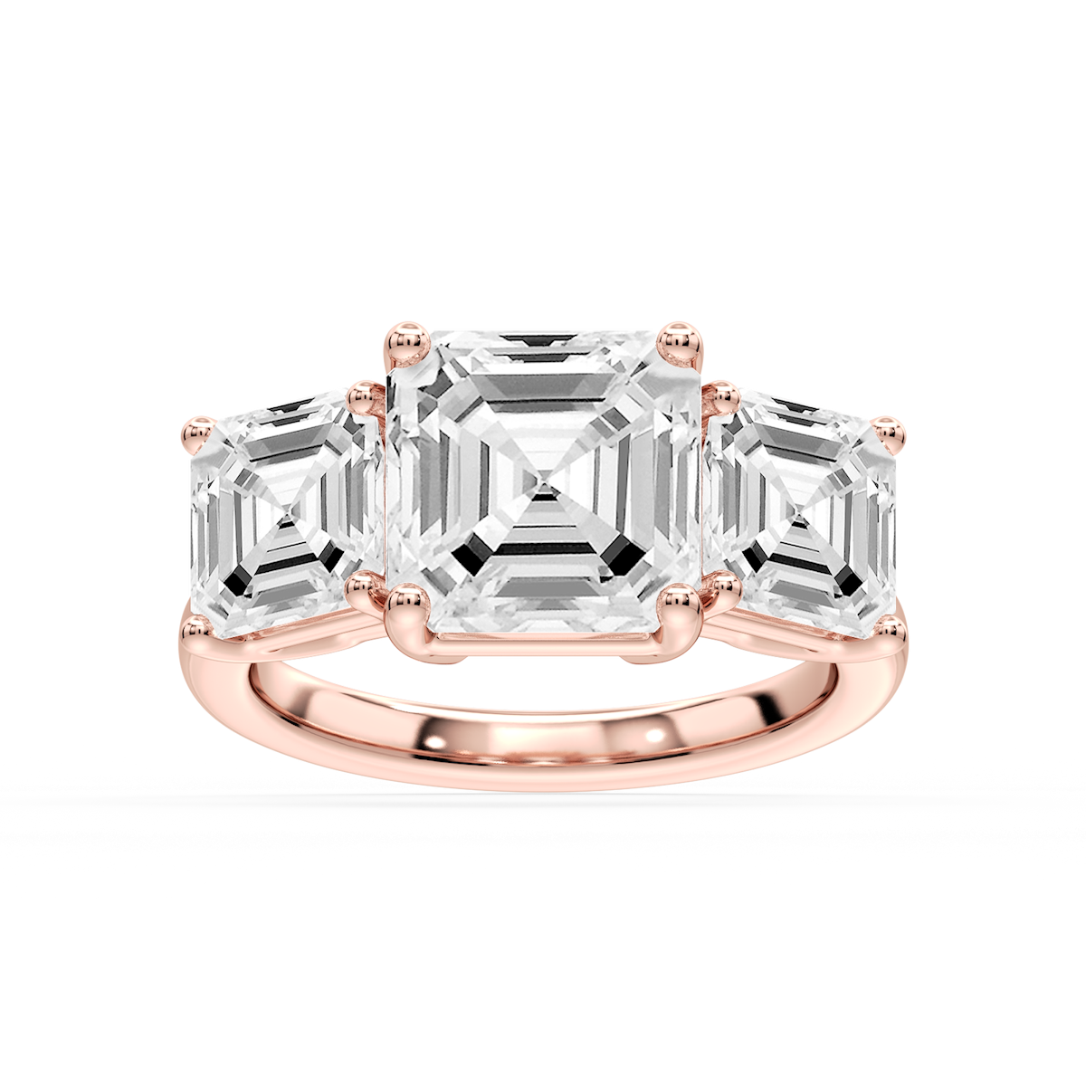 Lola Asscher Lab Grown Diamond Three Stone Engagement Ring