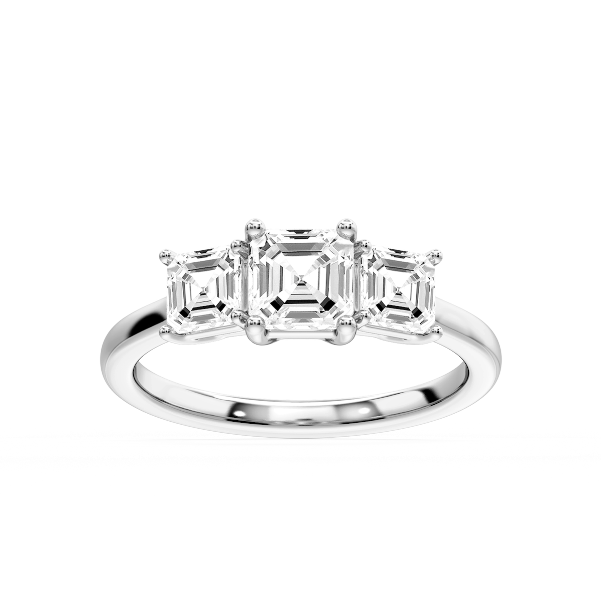 Lola Asscher Lab Grown Diamond Three Stone Engagement Ring
