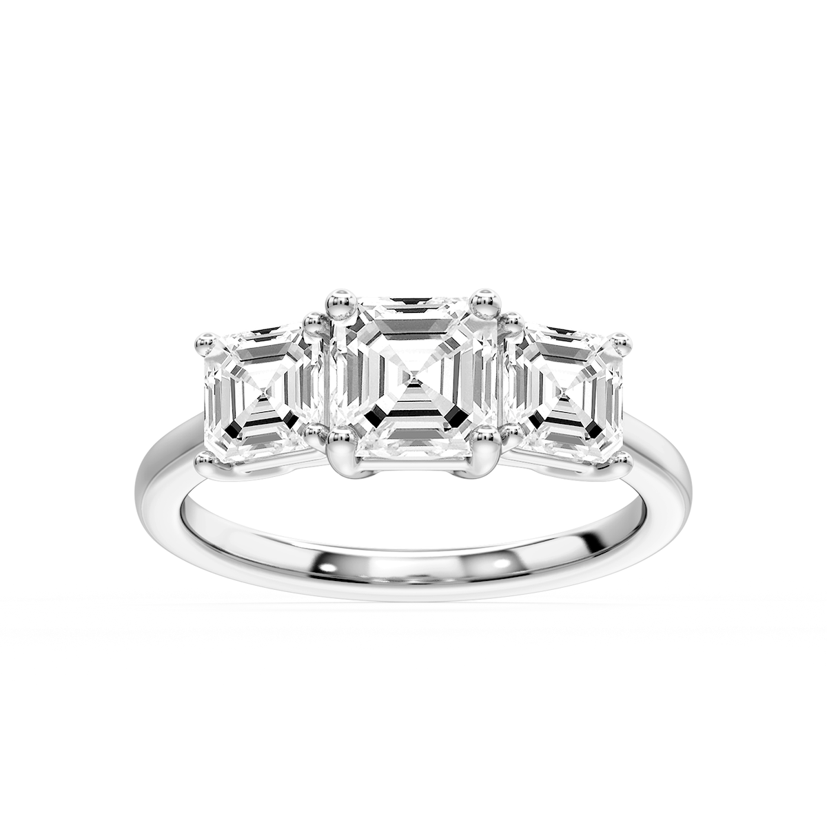 Lola Asscher Lab Grown Diamond Three Stone Engagement Ring