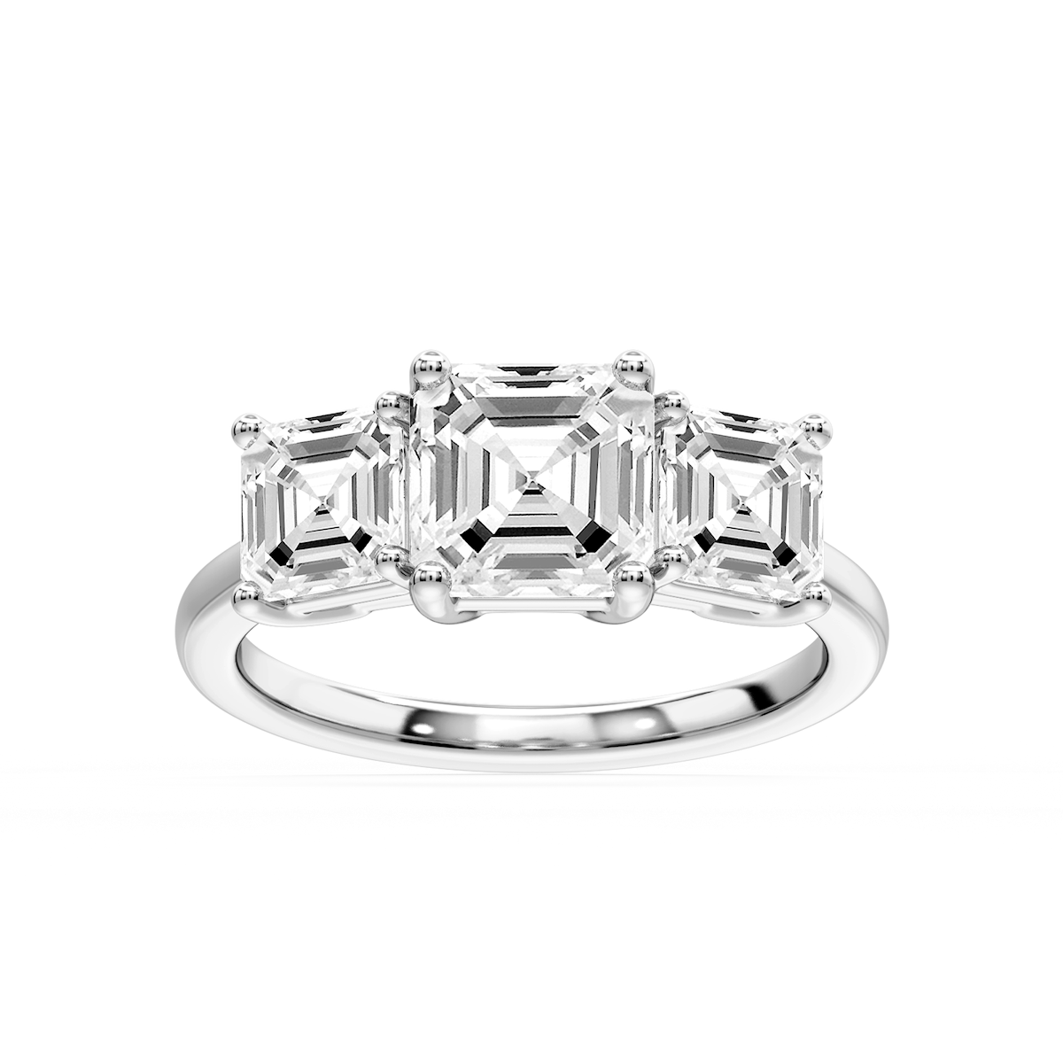 Lola Asscher Lab Grown Diamond Three Stone Engagement Ring
