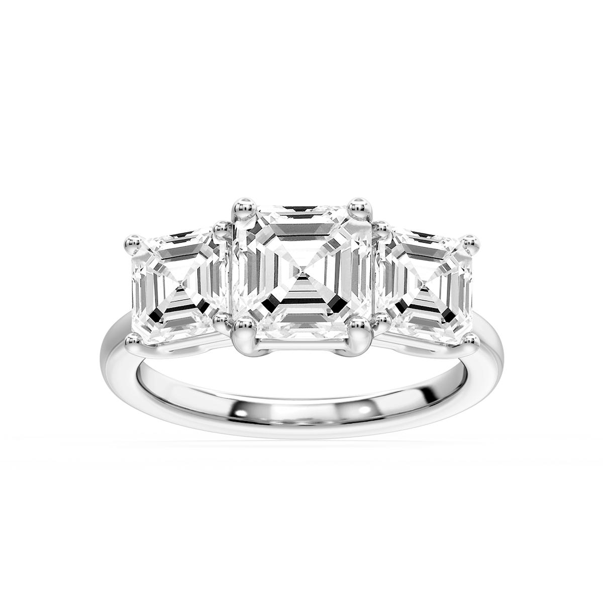 Lola Asscher Lab Grown Diamond Three Stone Engagement Ring
