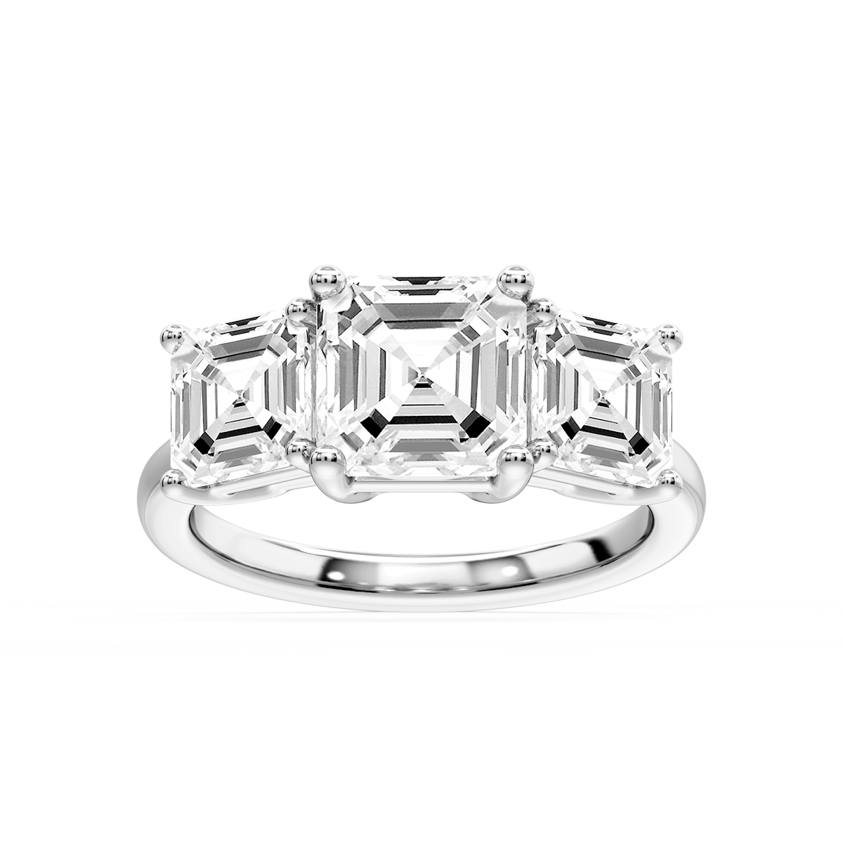 Lola Asscher Lab Grown Diamond Three Stone Engagement Ring