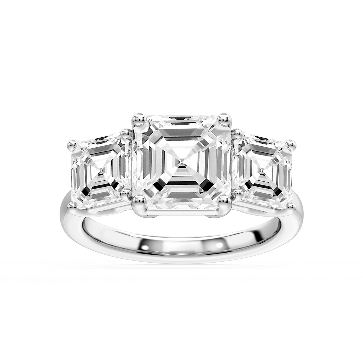 Lola Asscher Lab Grown Diamond Three Stone Engagement Ring
