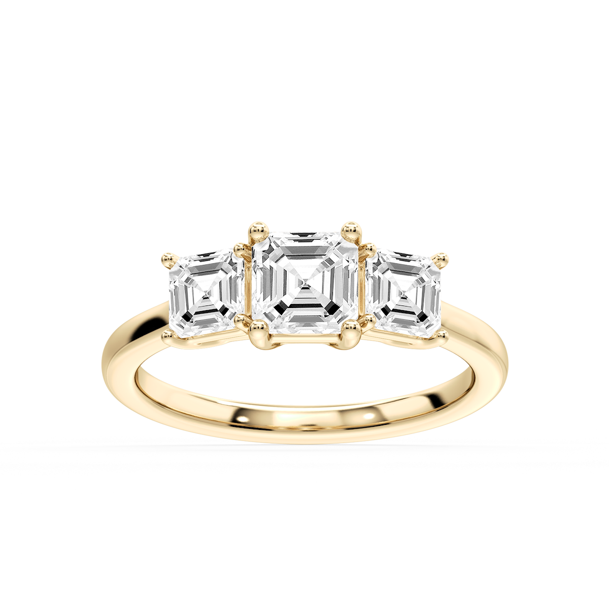 Lola Asscher Lab Grown Diamond Three Stone Engagement Ring