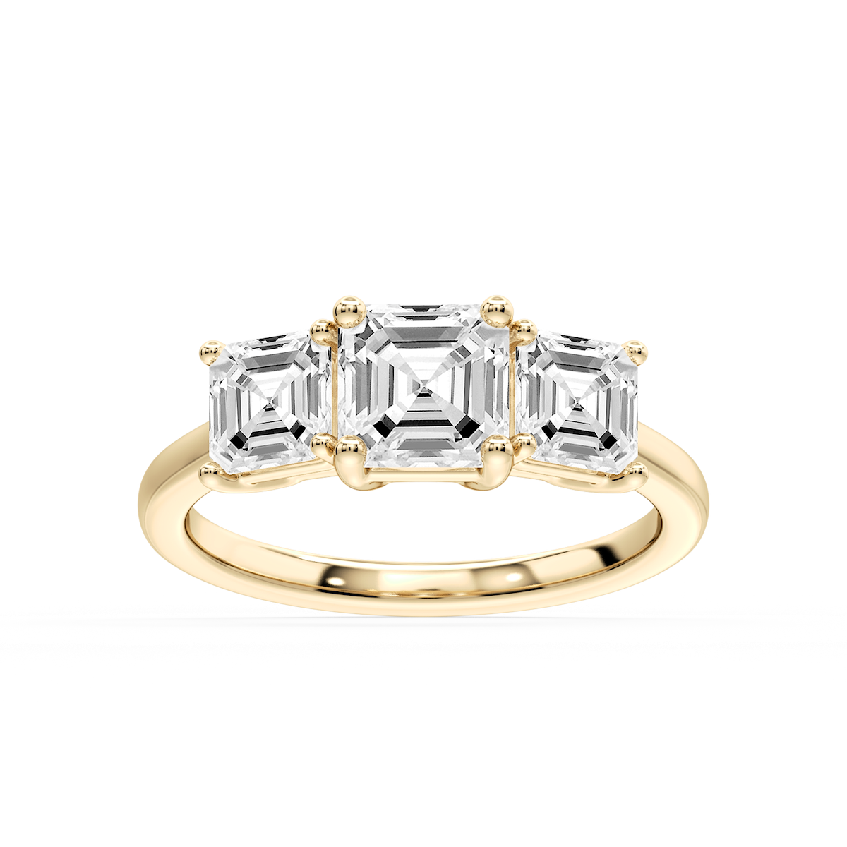Lola Asscher Lab Grown Diamond Three Stone Engagement Ring