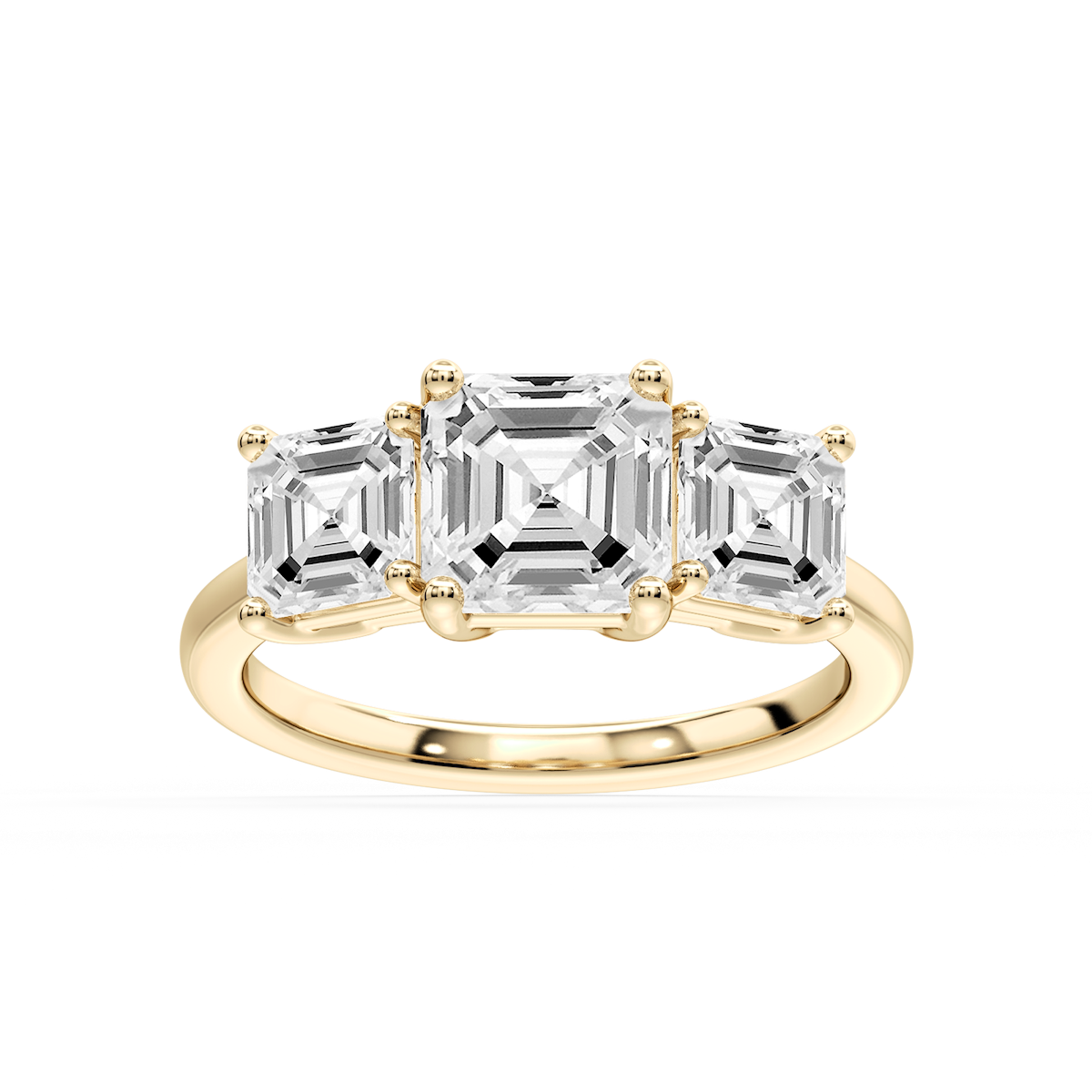 Lola Asscher Lab Grown Diamond Three Stone Engagement Ring