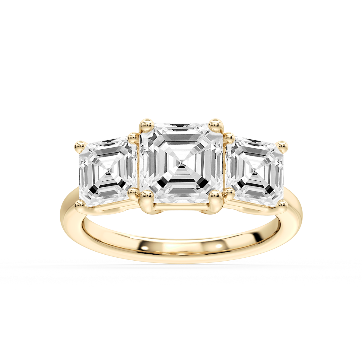 Lola Asscher Lab Grown Diamond Three Stone Engagement Ring