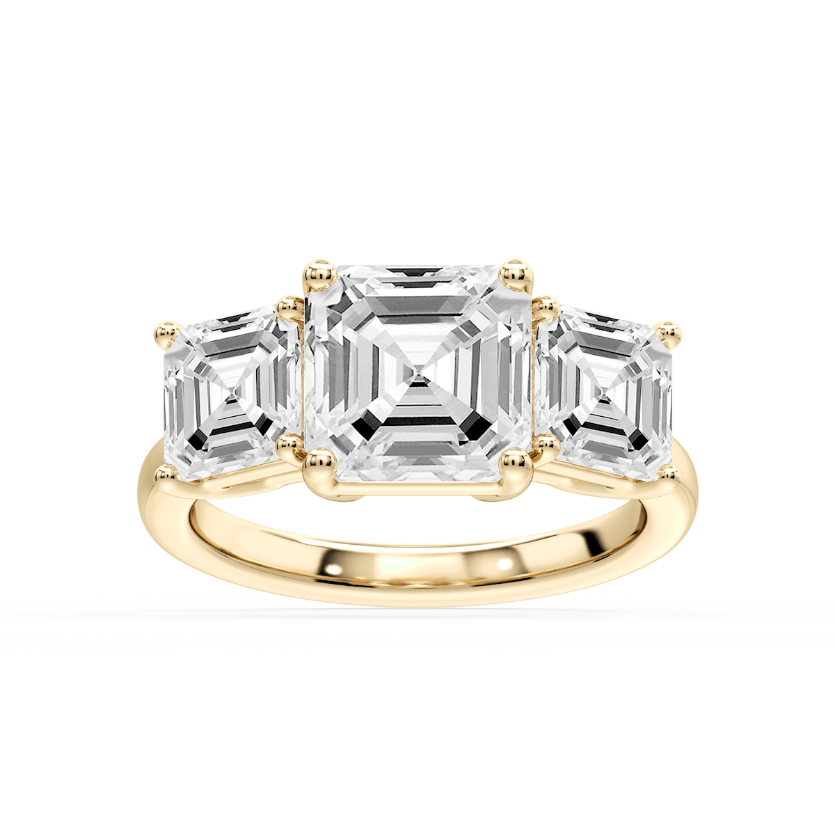 Lola Asscher Lab Grown Diamond Three Stone Engagement Ring