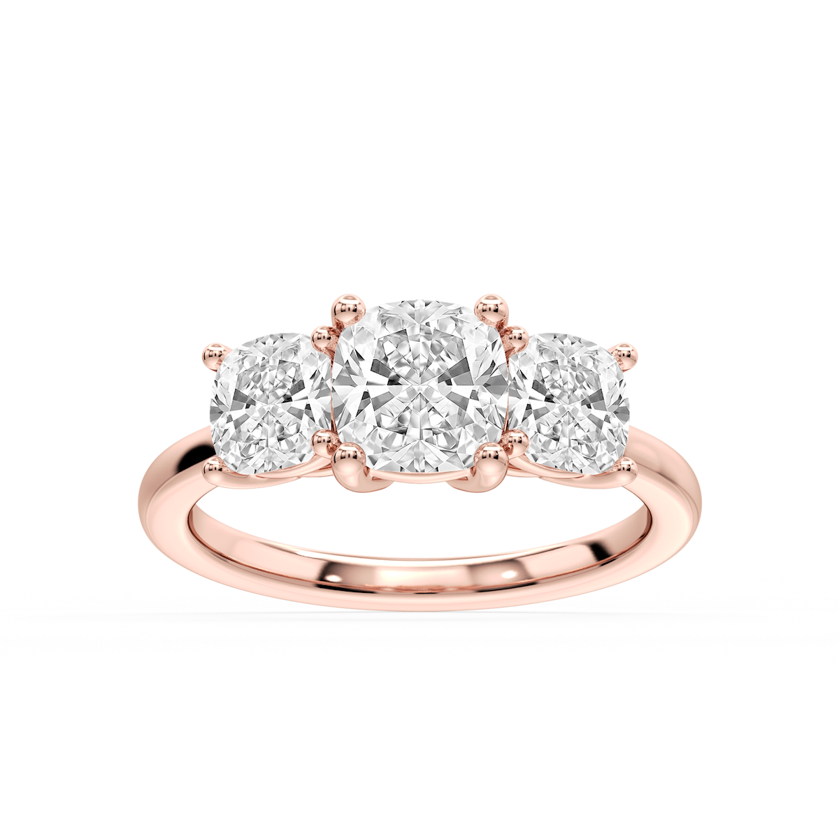 Lola Cushion Lab Grown Diamond Three Stone Engagement Ring