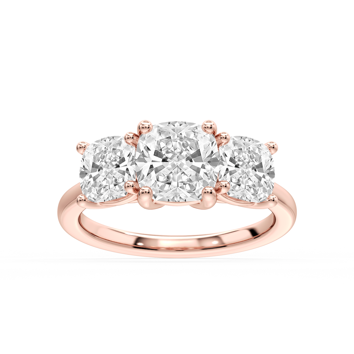 Lola Cushion Lab Grown Diamond Three Stone Engagement Ring