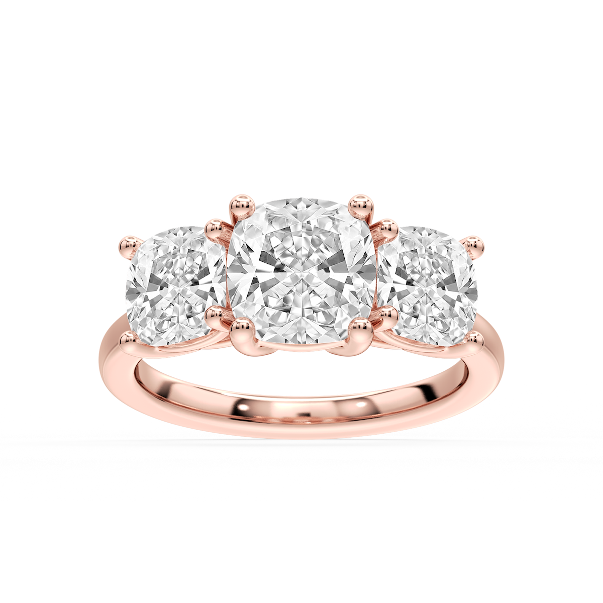 Lola Cushion Lab Grown Diamond Three Stone Engagement Ring