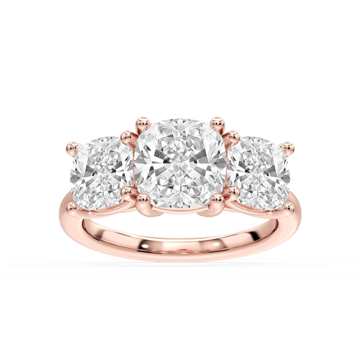 Lola Cushion Lab Grown Diamond Three Stone Engagement Ring