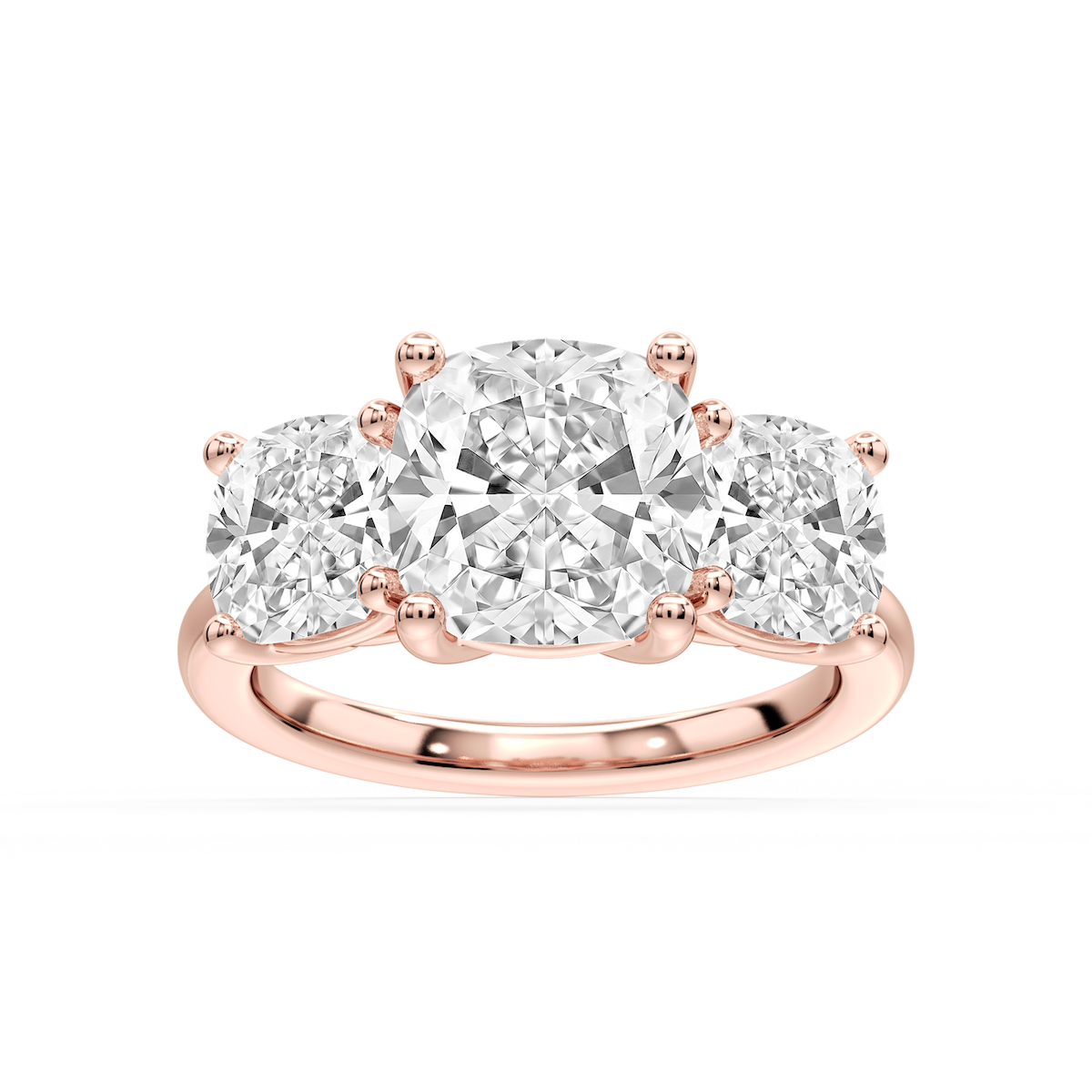 Lola Cushion Lab Grown Diamond Three Stone Engagement Ring