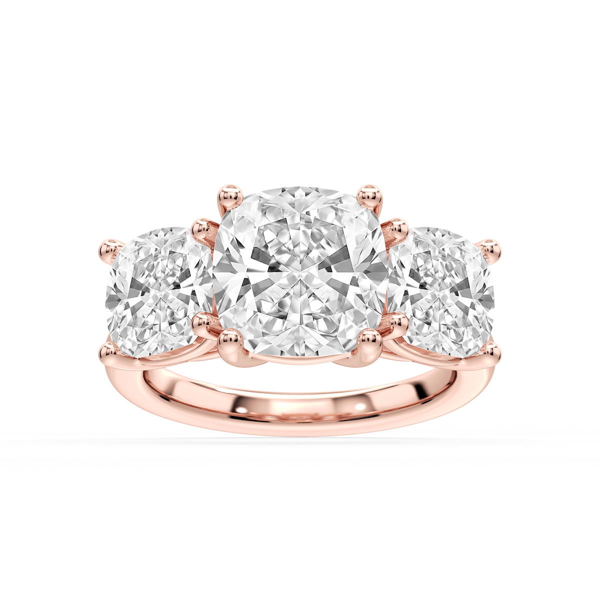 Lola Cushion Lab Grown Diamond Three Stone Engagement Ring
