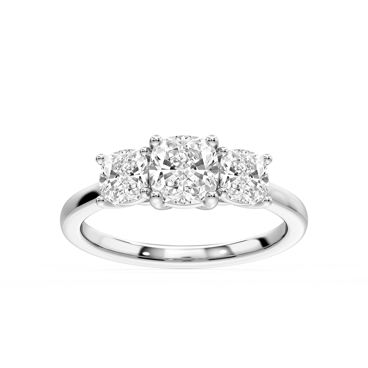 Lola Cushion Lab Grown Diamond Three Stone Engagement Ring