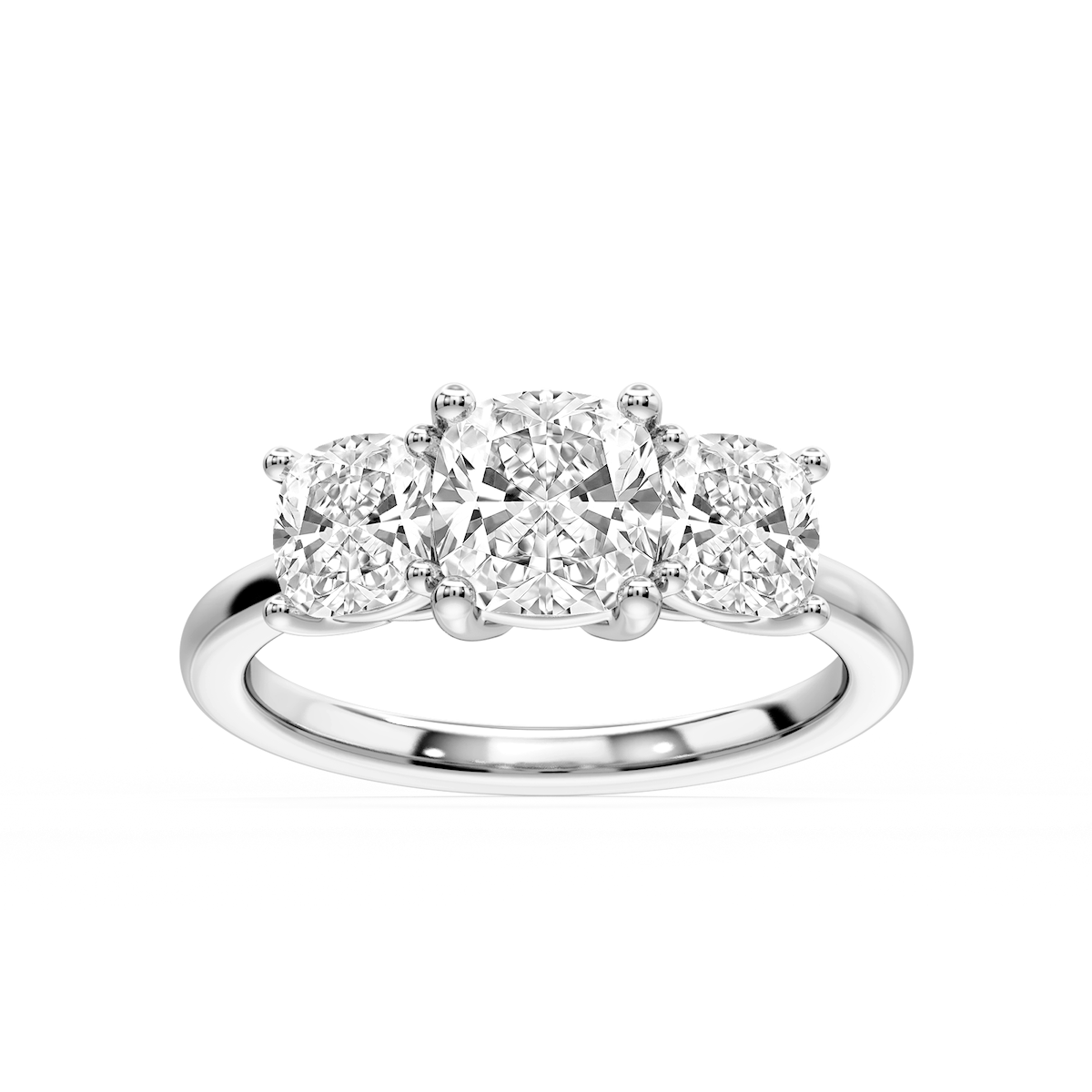 Lola Cushion Lab Grown Diamond Three Stone Engagement Ring