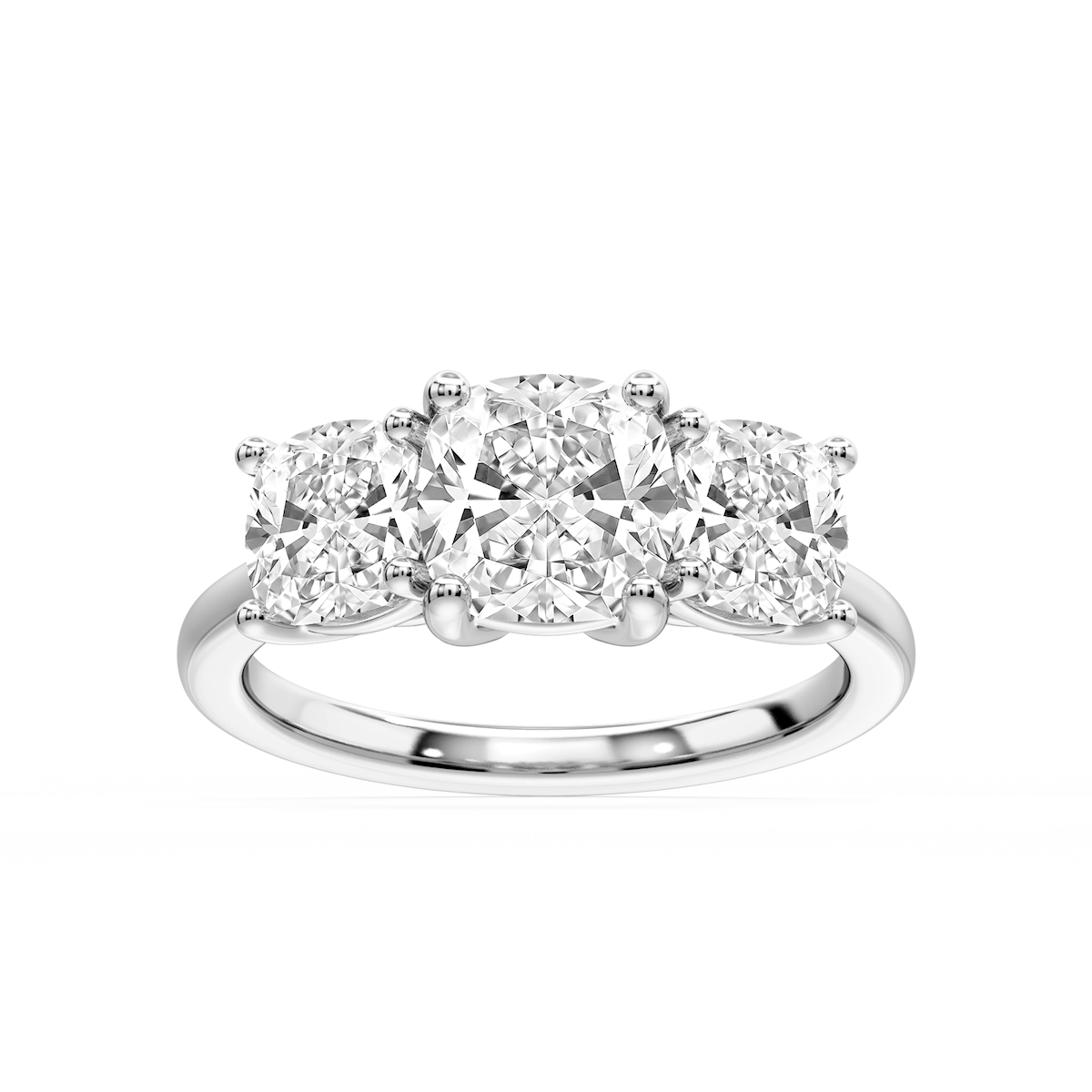 Lola Cushion Lab Grown Diamond Three Stone Engagement Ring