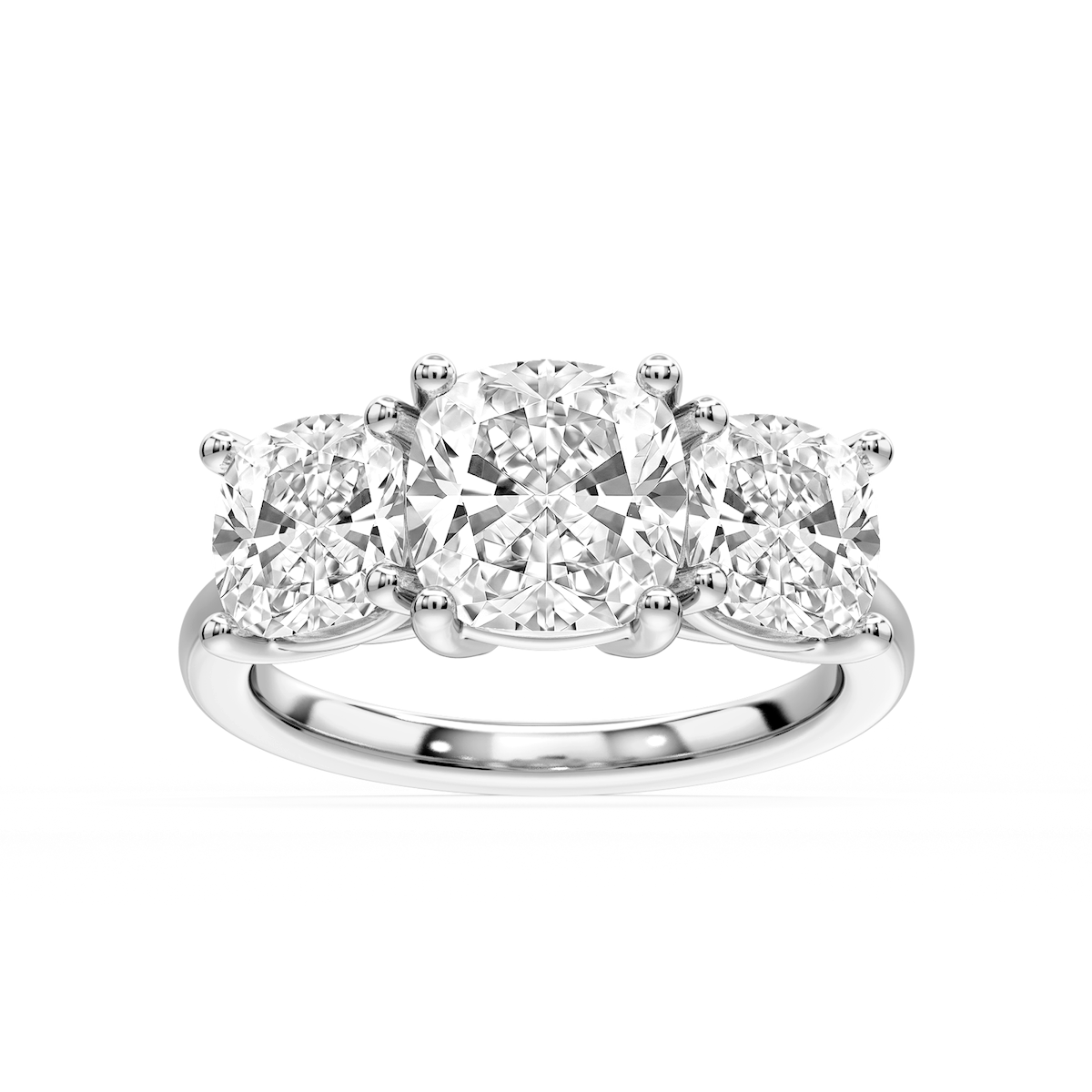Lola Cushion Lab Grown Diamond Three Stone Engagement Ring