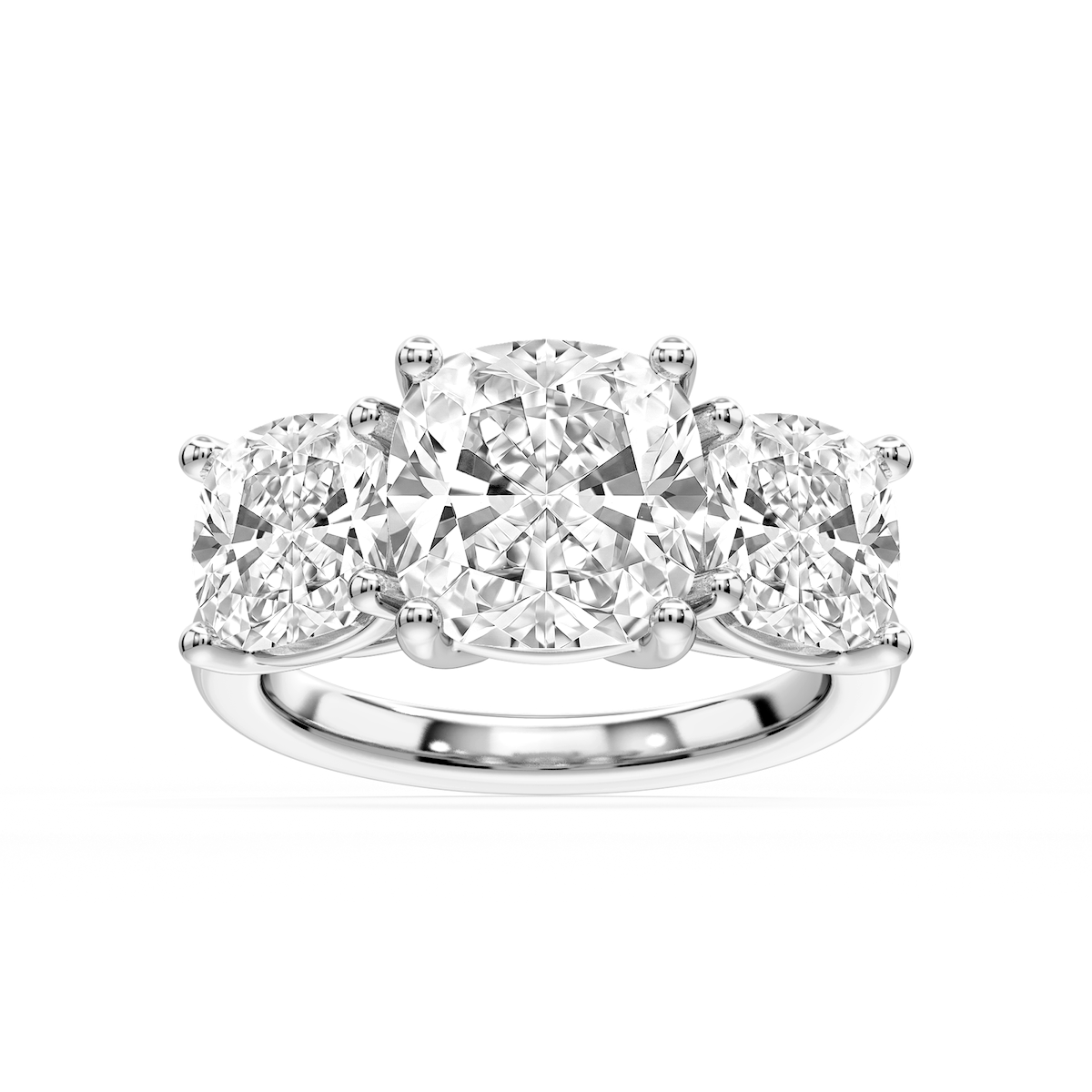 Lola Cushion Lab Grown Diamond Three Stone Engagement Ring
