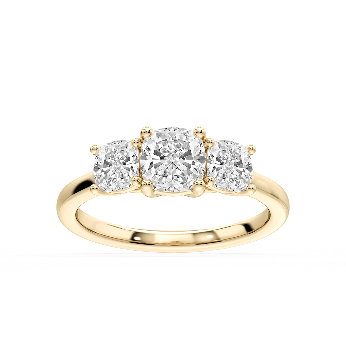 Lola Cushion Lab Grown Diamond Three Stone Engagement Ring