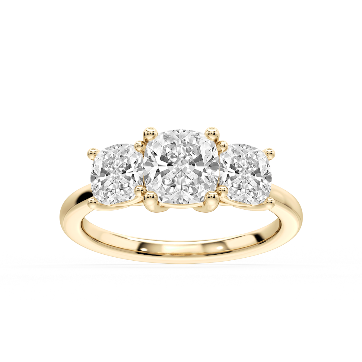 Lola Cushion Lab Grown Diamond Three Stone Engagement Ring