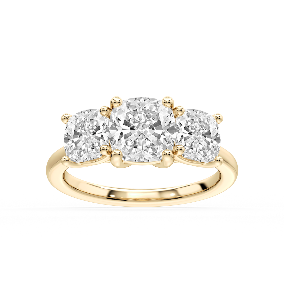 Lola Cushion Lab Grown Diamond Three Stone Engagement Ring