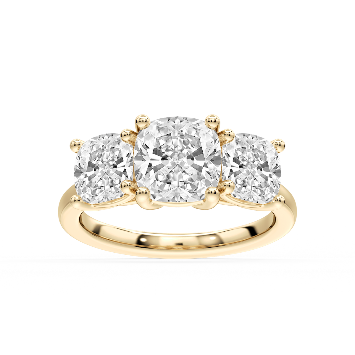 Lola Cushion Lab Grown Diamond Three Stone Engagement Ring