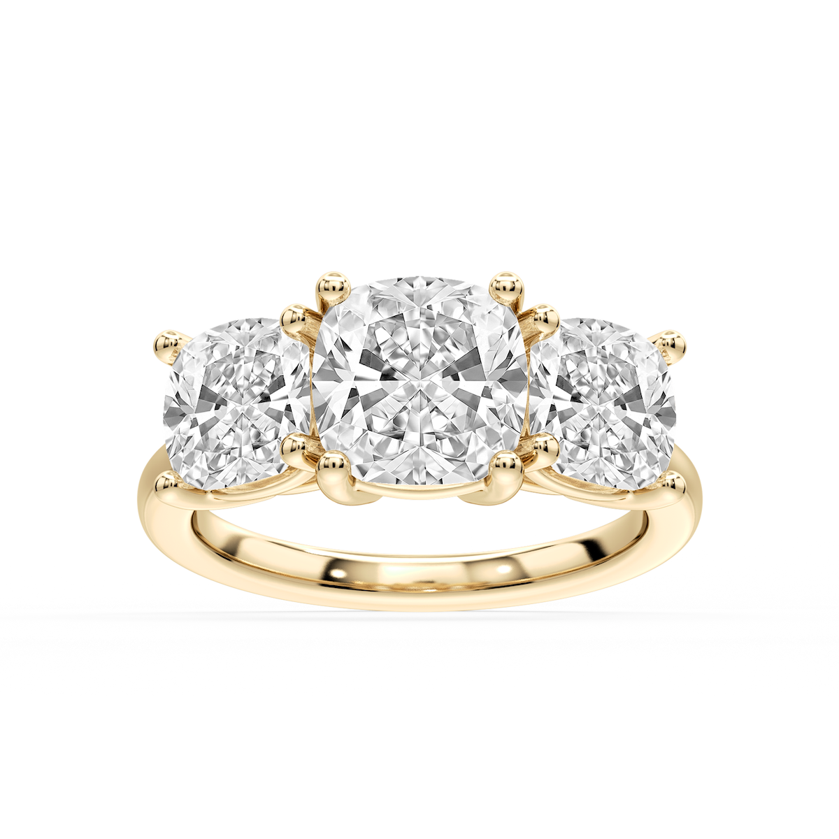 Lola Cushion Lab Grown Diamond Three Stone Engagement Ring
