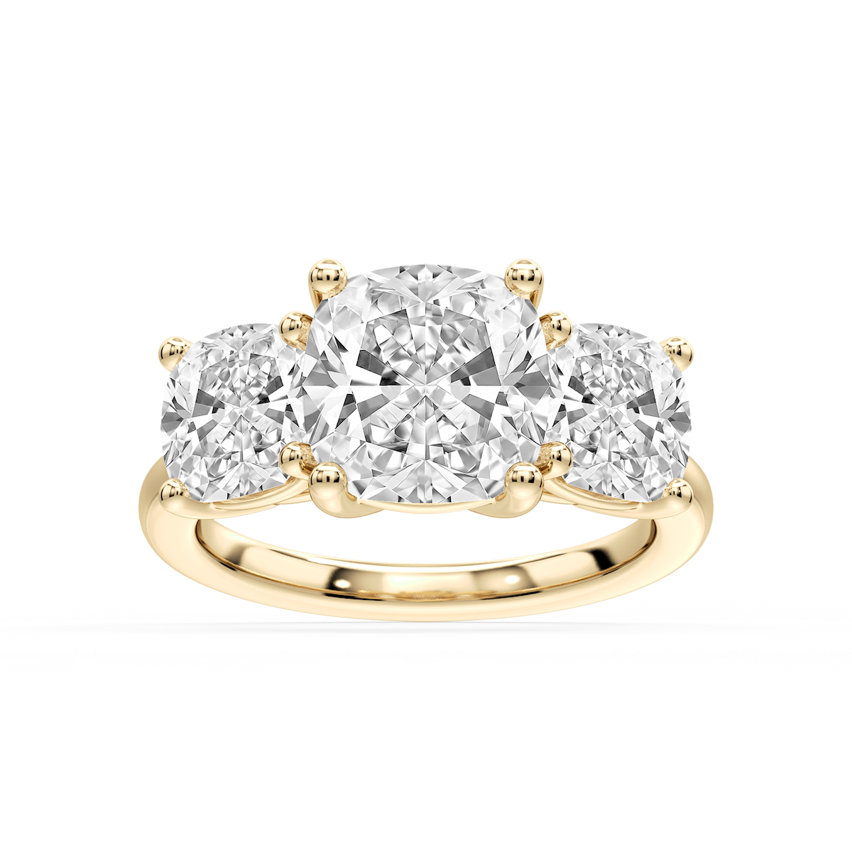 Lola Cushion Lab Grown Diamond Three Stone Engagement Ring