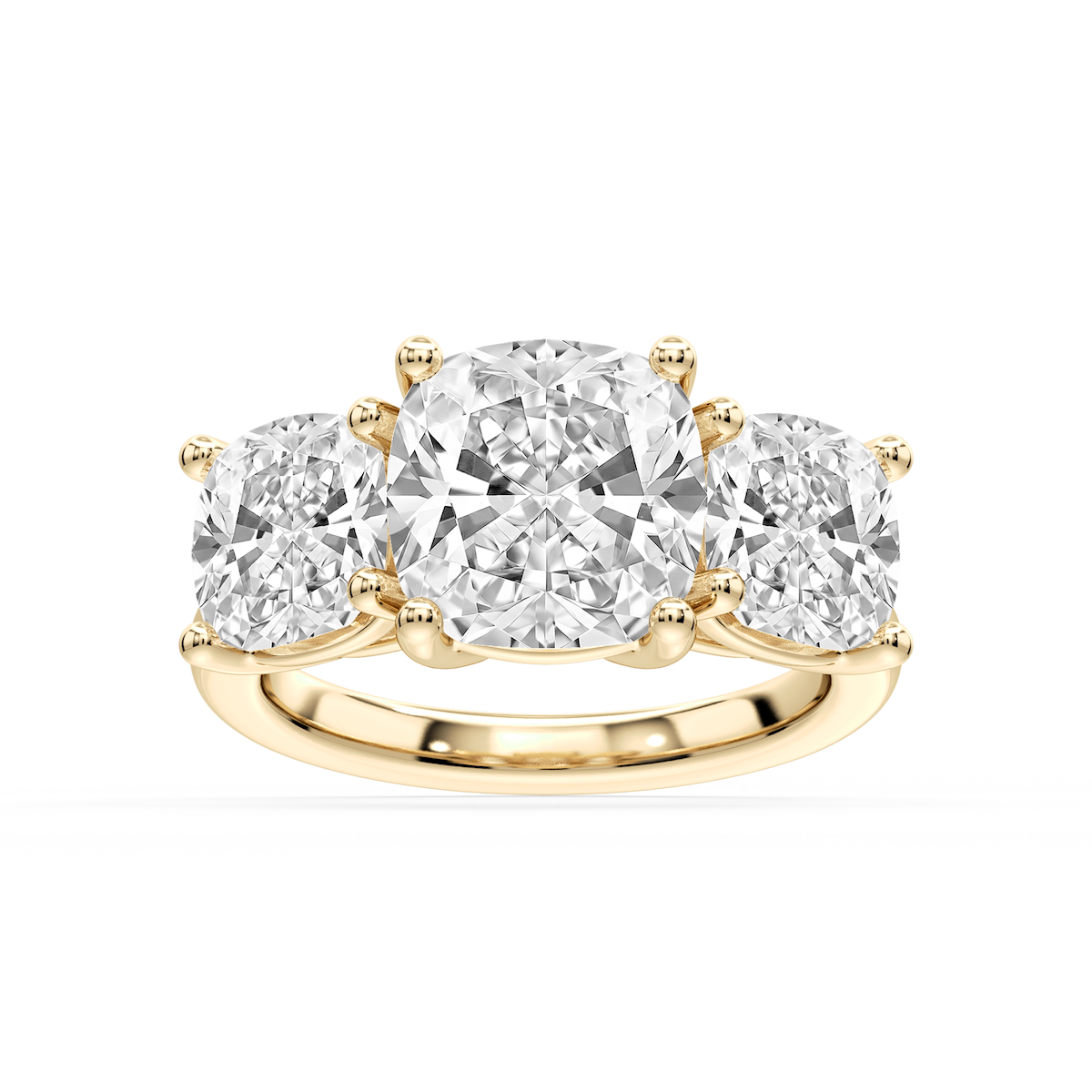 Lola Cushion Lab Grown Diamond Three Stone Engagement Ring