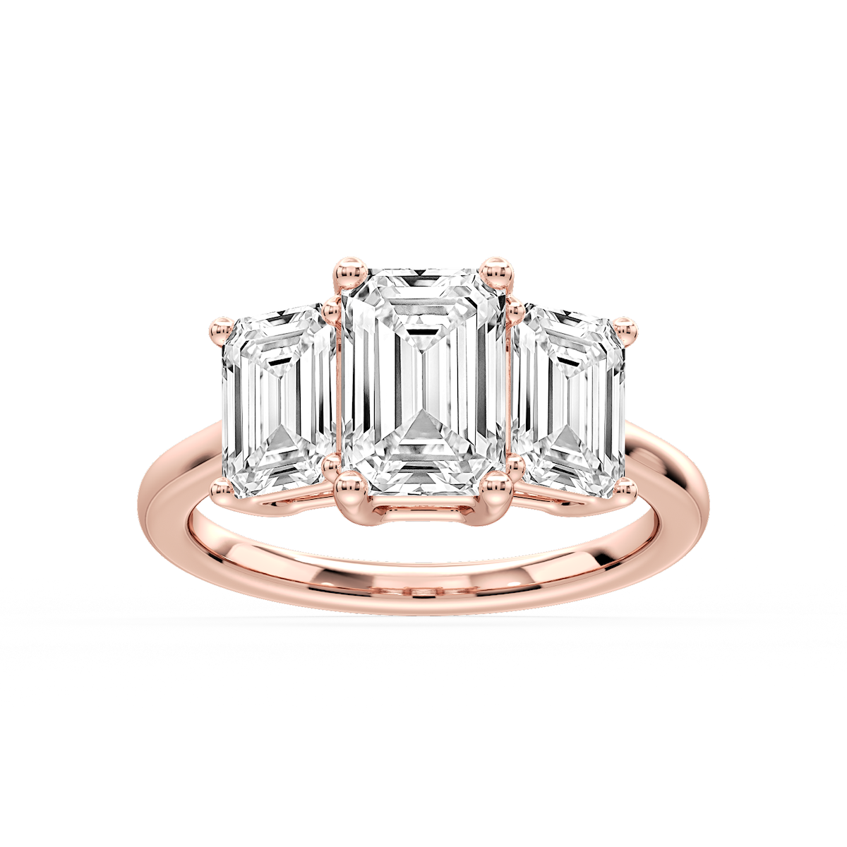 Lola Emerald Lab Grown Diamond Three Stone Engagement Ring