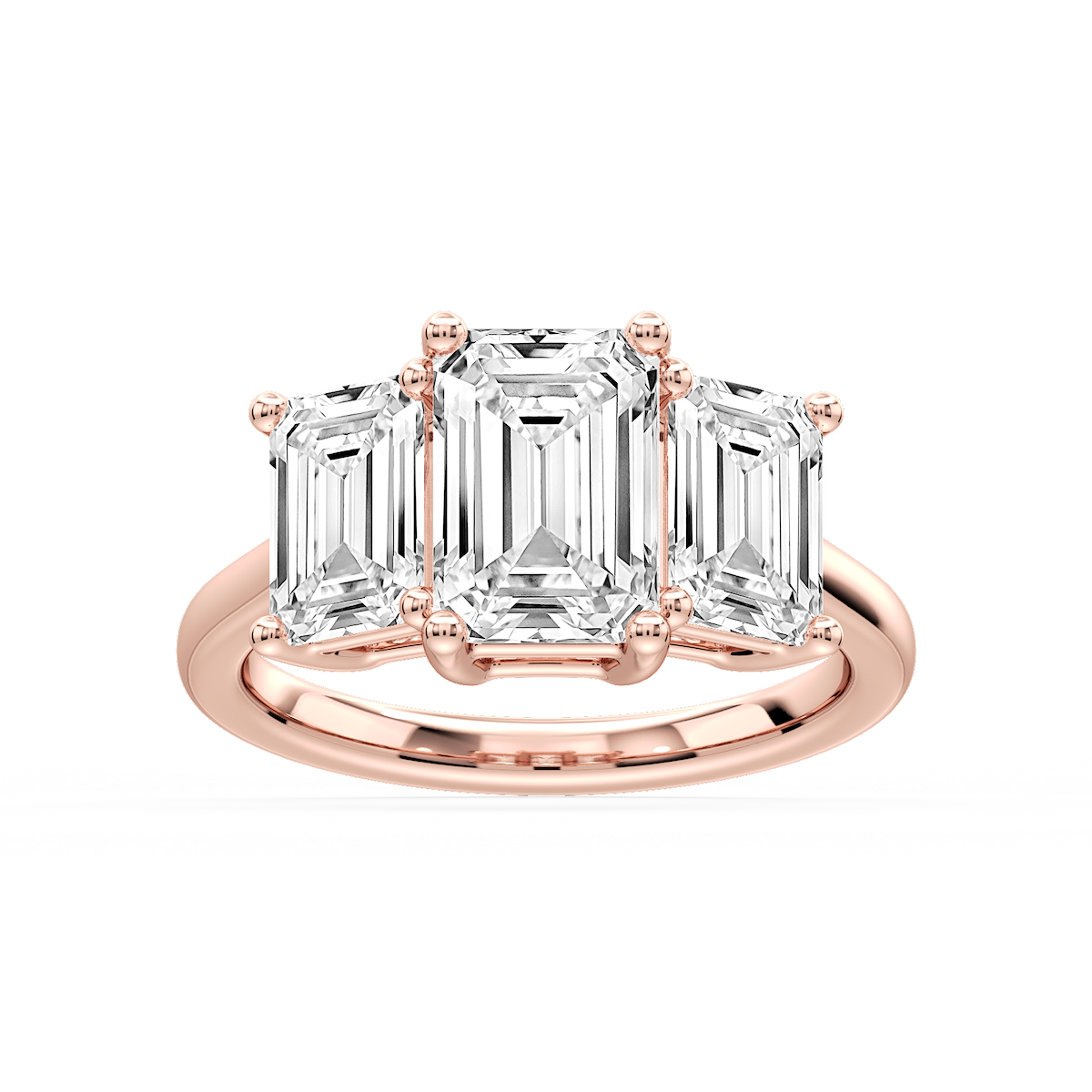 Lola Emerald Lab Grown Diamond Three Stone Engagement Ring