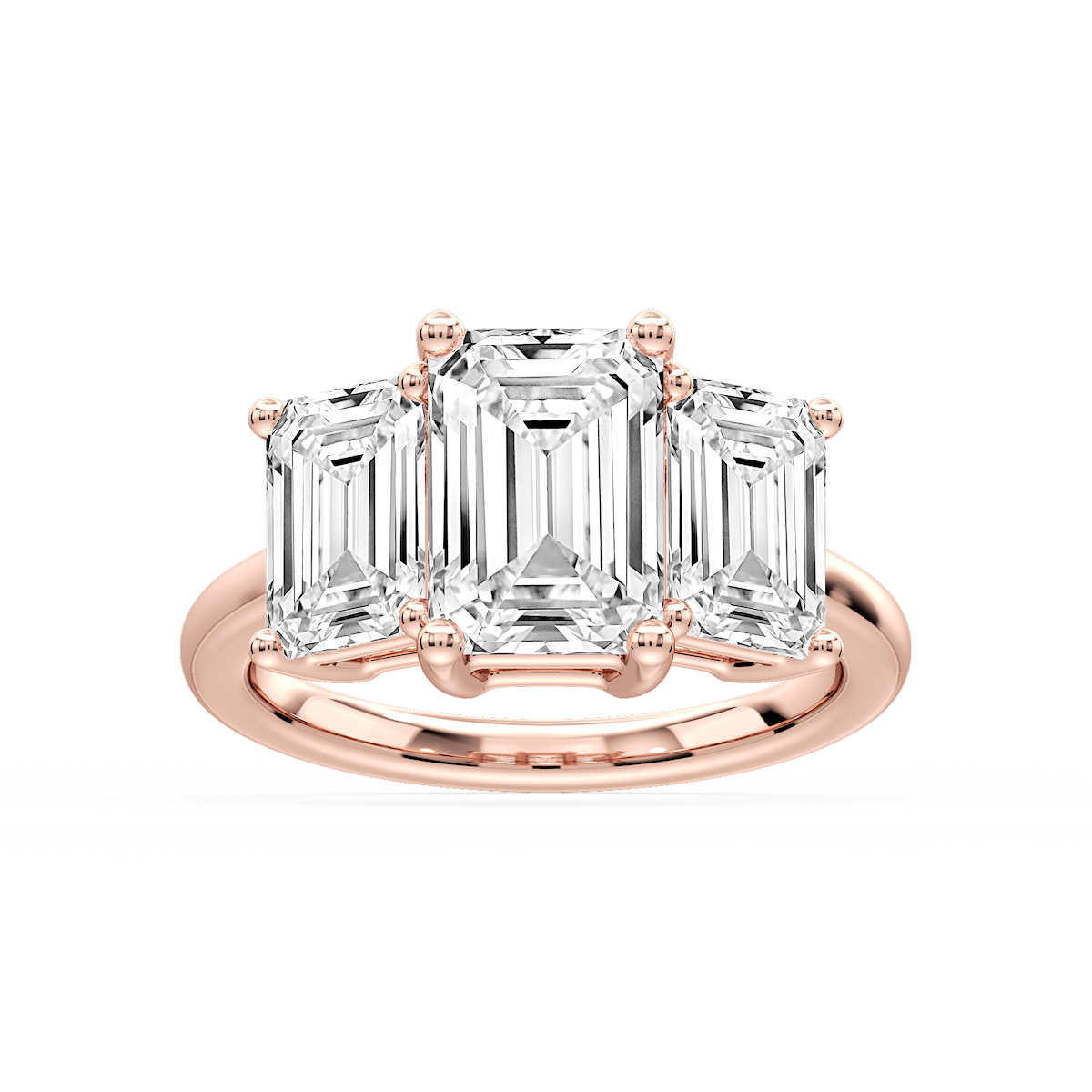 Lola Emerald Lab Grown Diamond Three Stone Engagement Ring