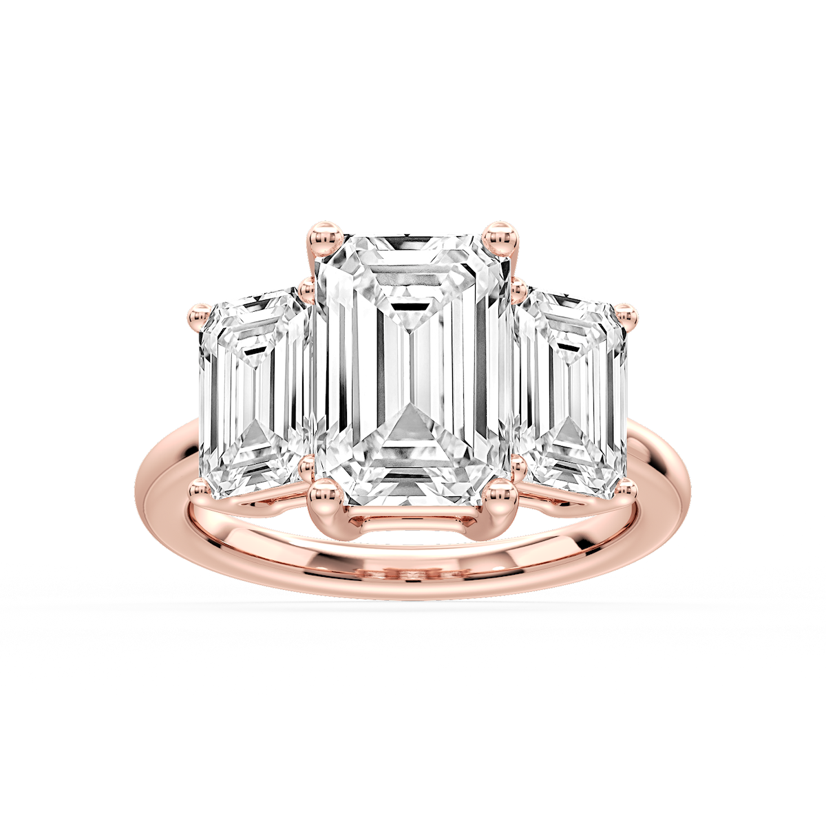 Lola Emerald Lab Grown Diamond Three Stone Engagement Ring