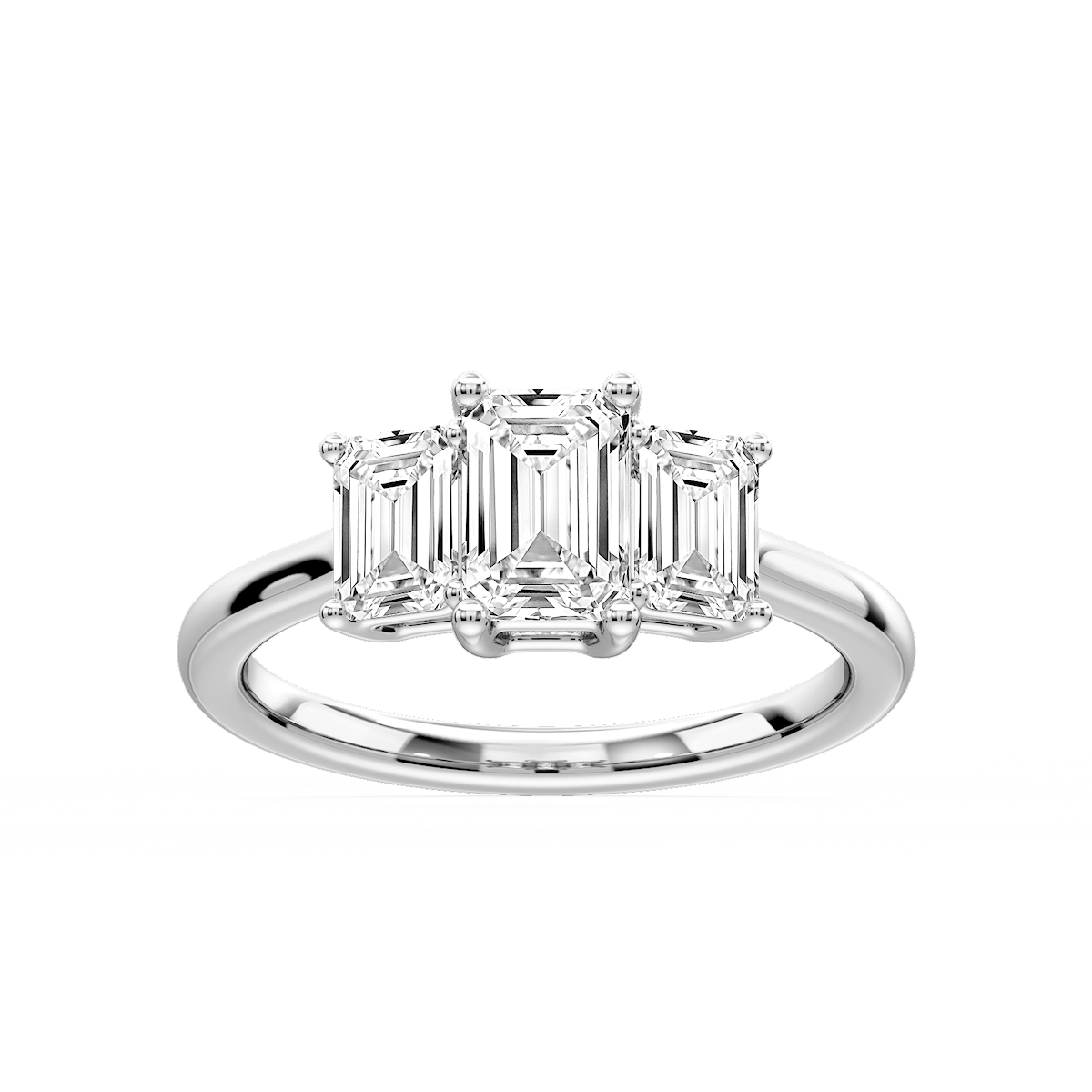 Lola Emerald Lab Grown Diamond Three Stone Engagement Ring