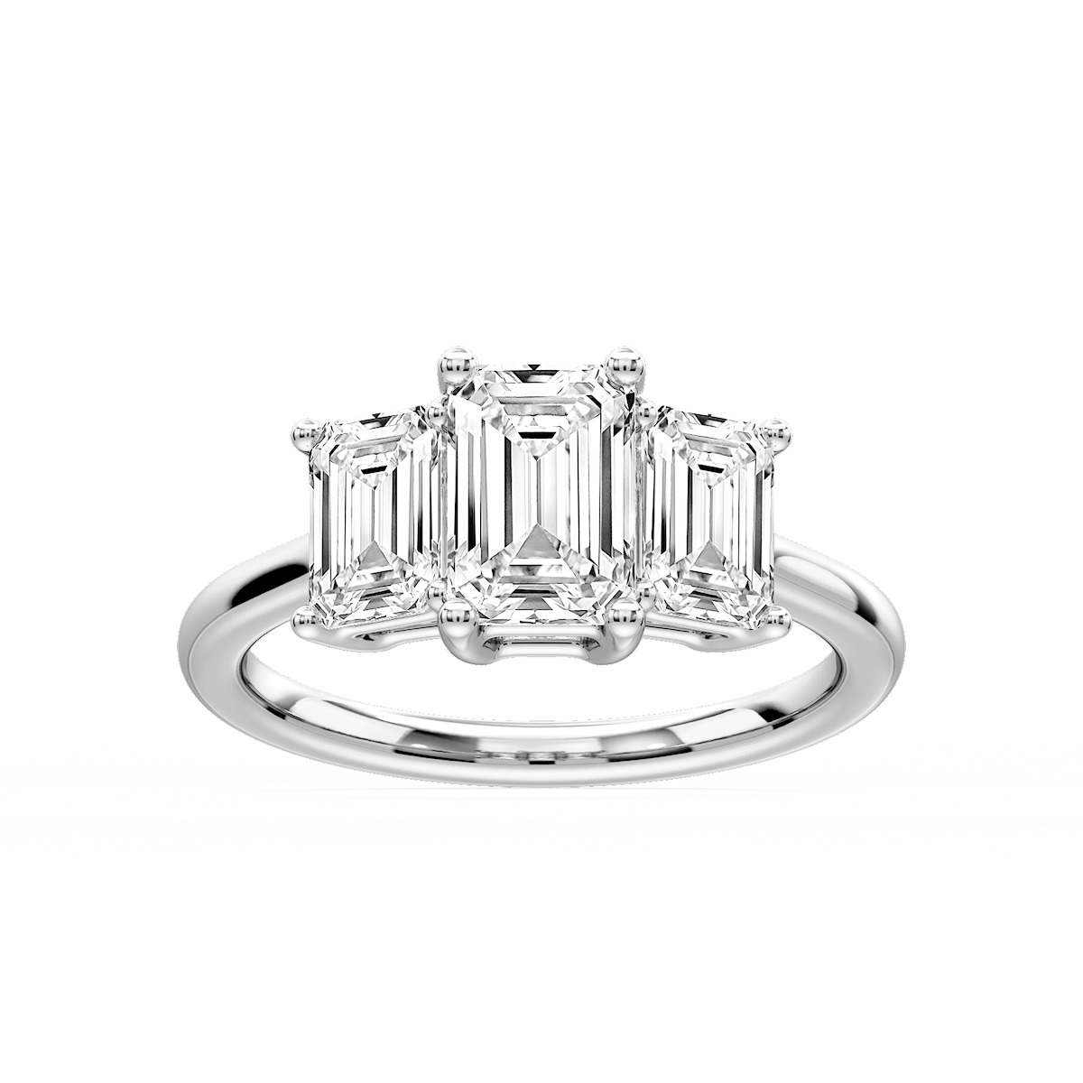 Lola Emerald Lab Grown Diamond Three Stone Engagement Ring